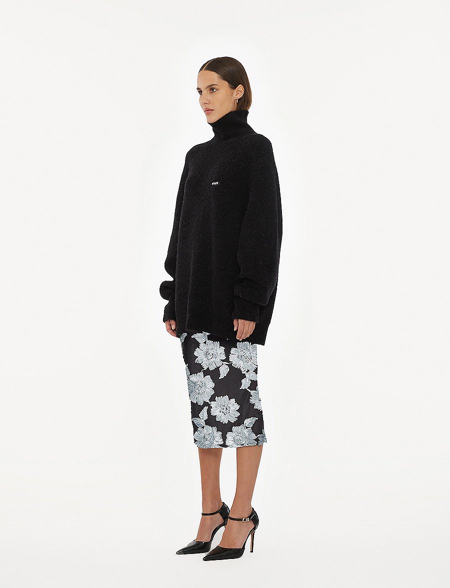 ROTATE - FLOWER MESH PENCIL SKIRT - jupes midi - gray pinstripe comb. - 4