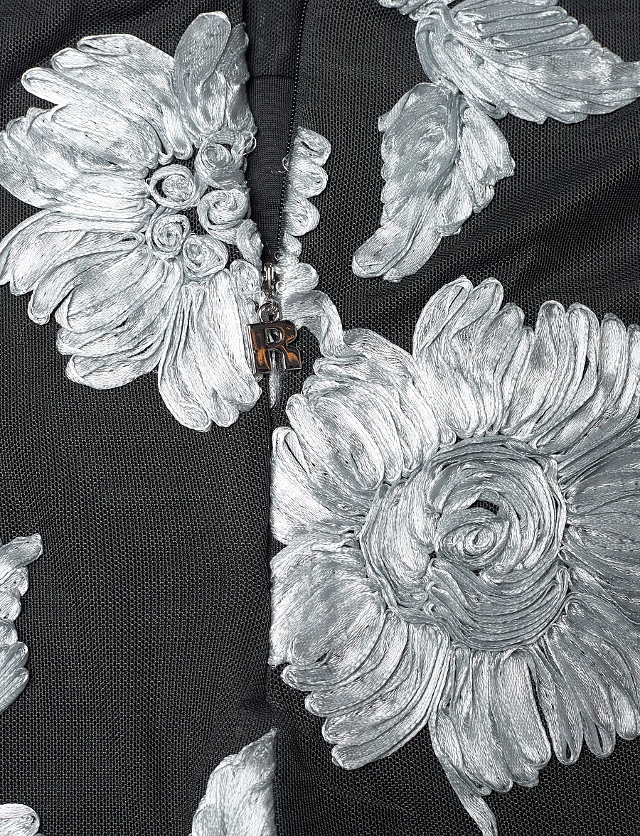 ROTATE - FLOWER MESH PENCIL SKIRT - jupes midi - gray pinstripe comb. - 5