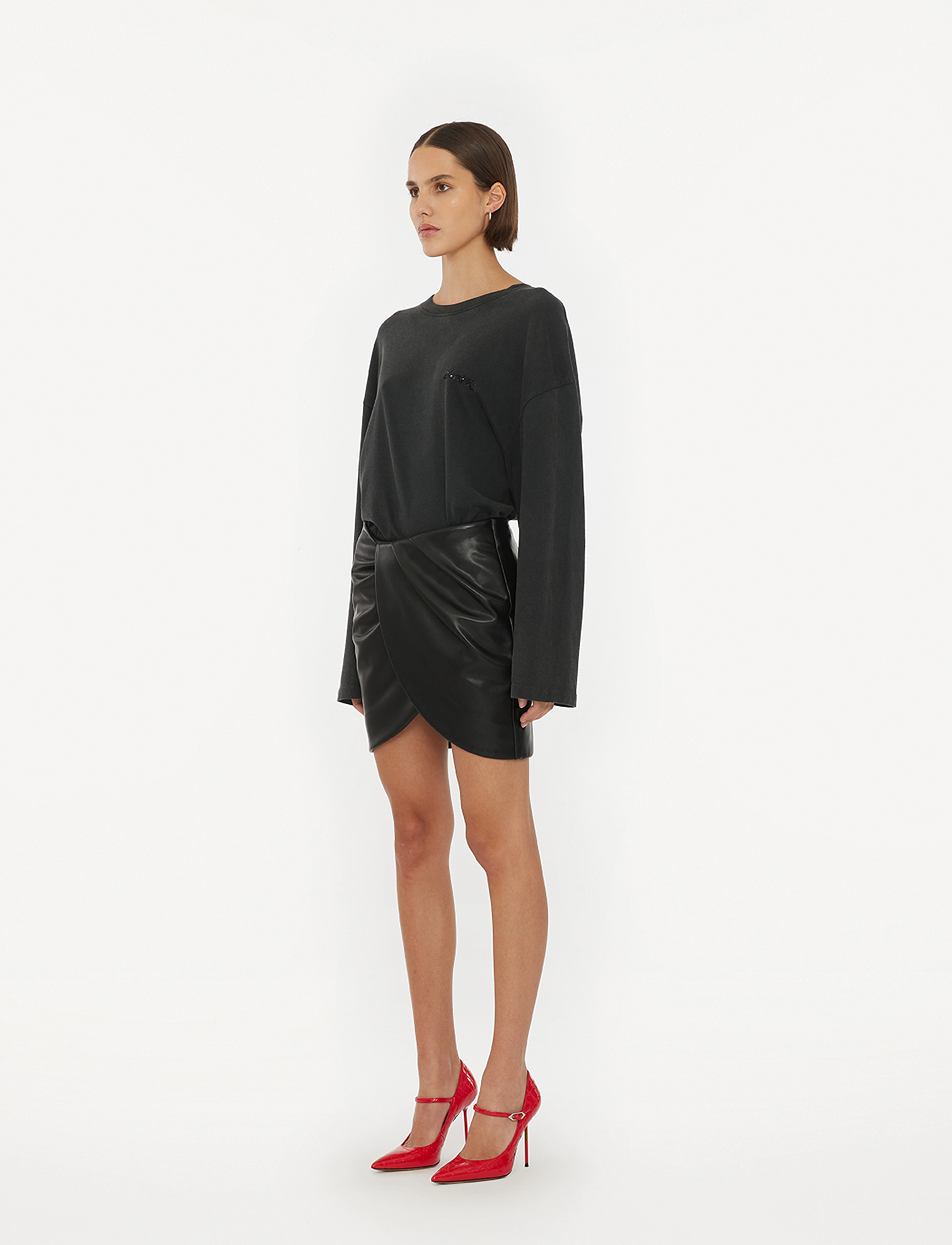 ROTATE Birger Christensen - Draped Mini Skirt - black - 4