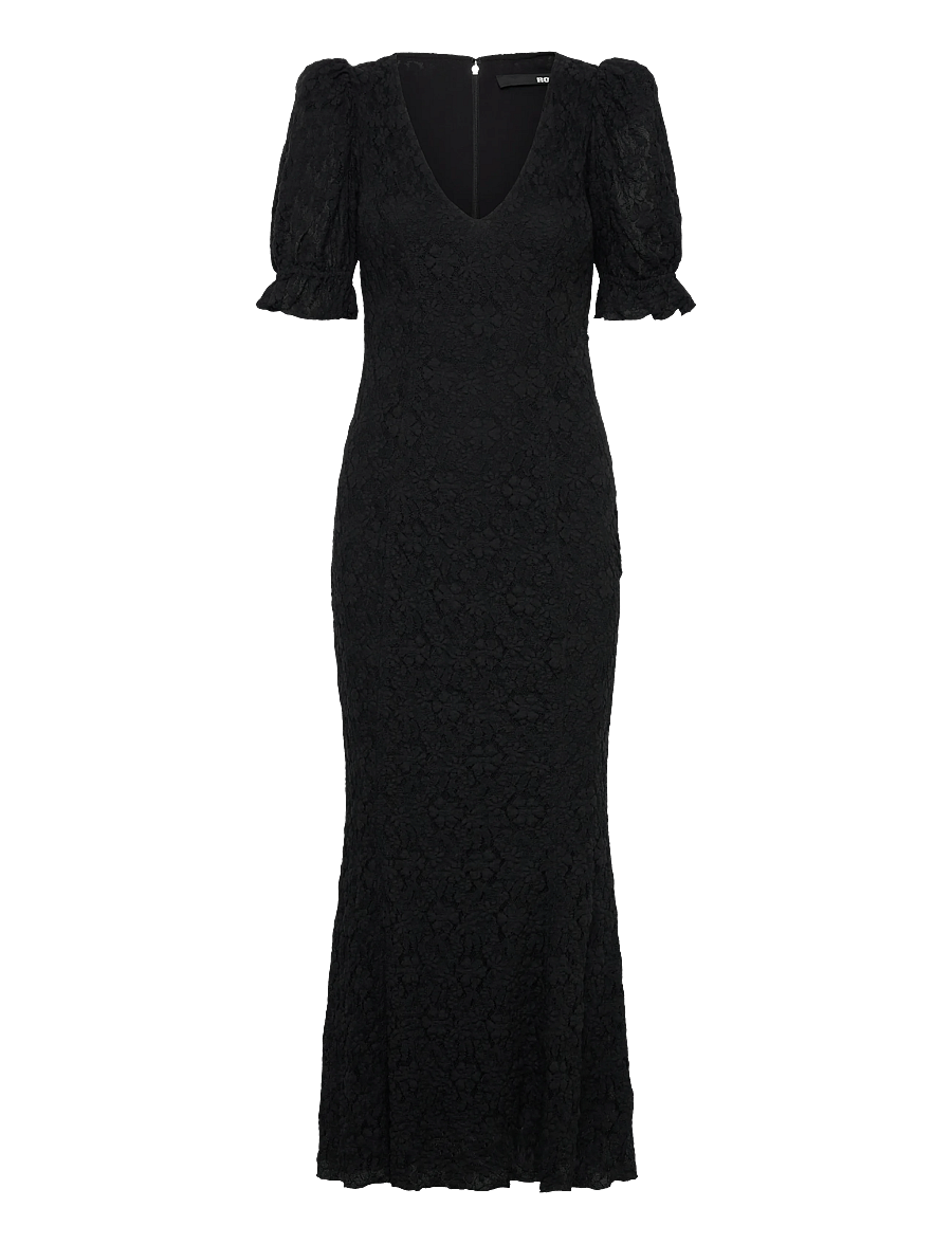 ROTATE - LACE PUFF SLEEVE DRESS - blondekjoler - black - 0