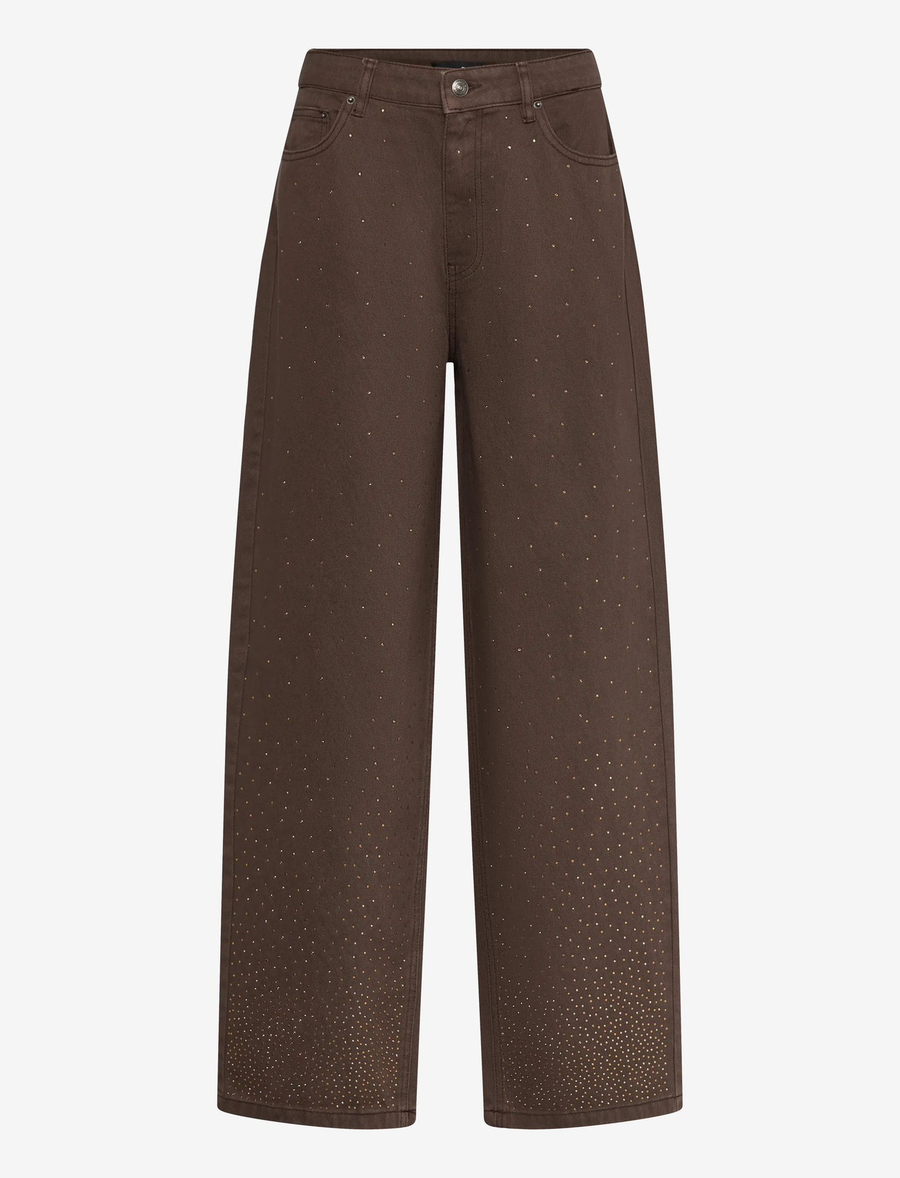 ROTATE Birger Christensen - RHINESTONE WIDE LEG JEANS - chocolate brown - 0