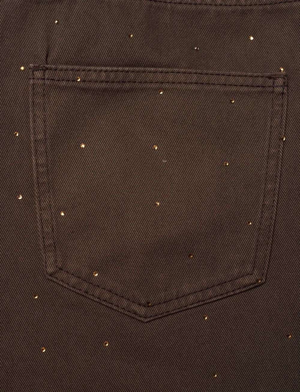 ROTATE Birger Christensen - RHINESTONE WIDE LEG JEANS - hosen mit weitem bein - chocolate brown - 4