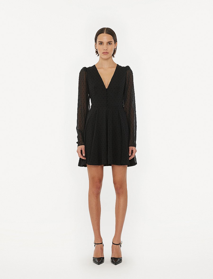 ROTATE - LONG SLEEVE MINI DRESS - black - 0