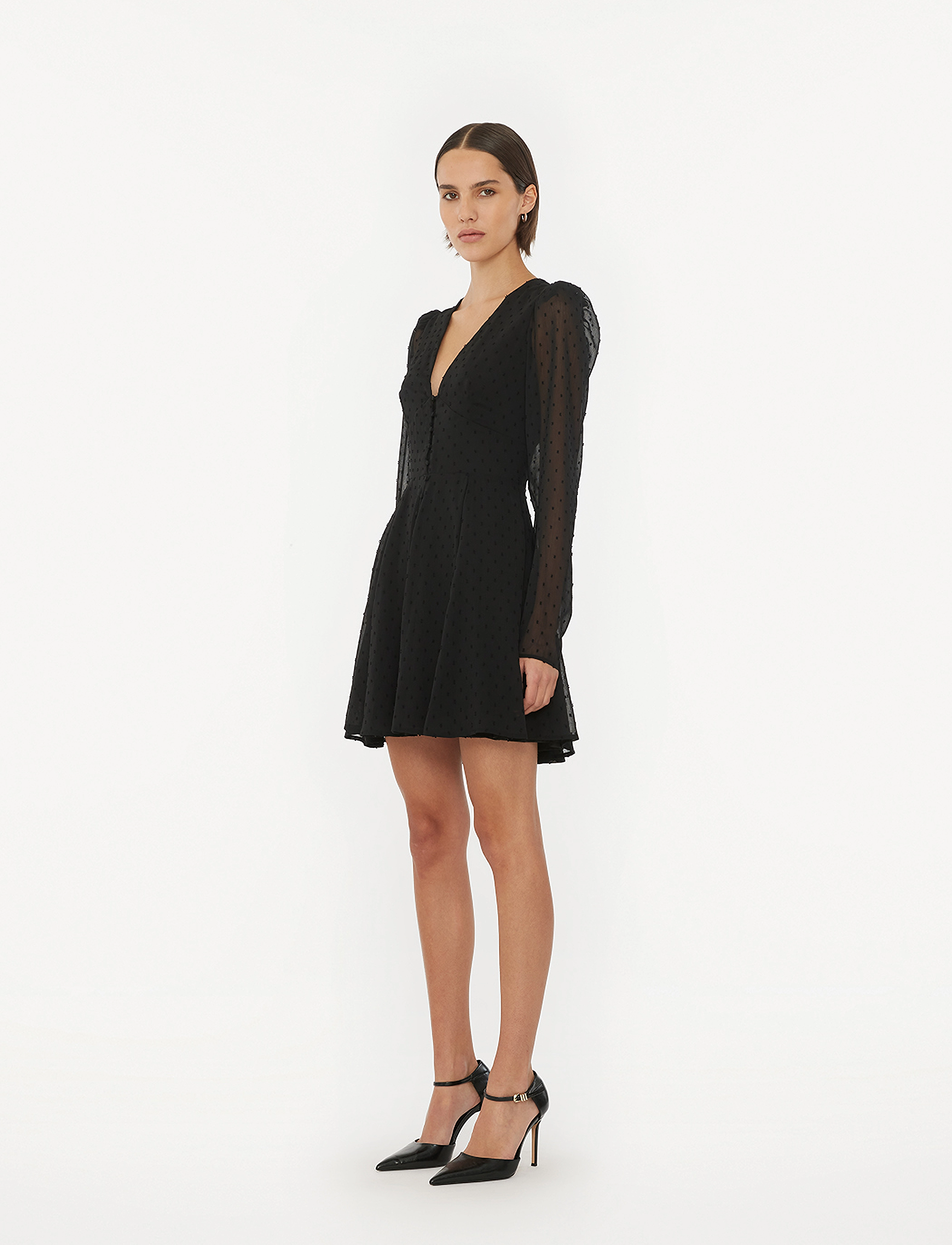 ROTATE - LONG SLEEVE MINI DRESS - black - 4