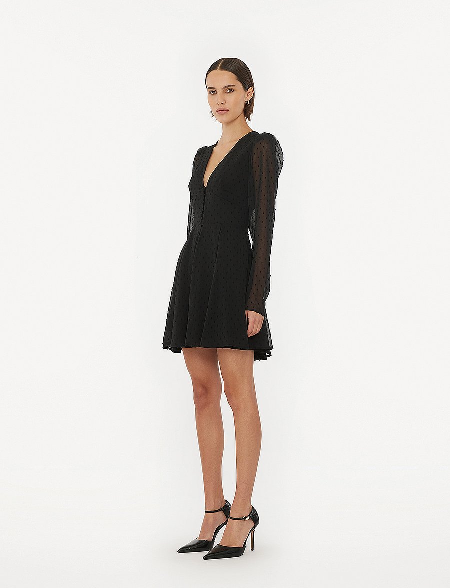 ROTATE - LONG SLEEVE MINI DRESS - black - 4