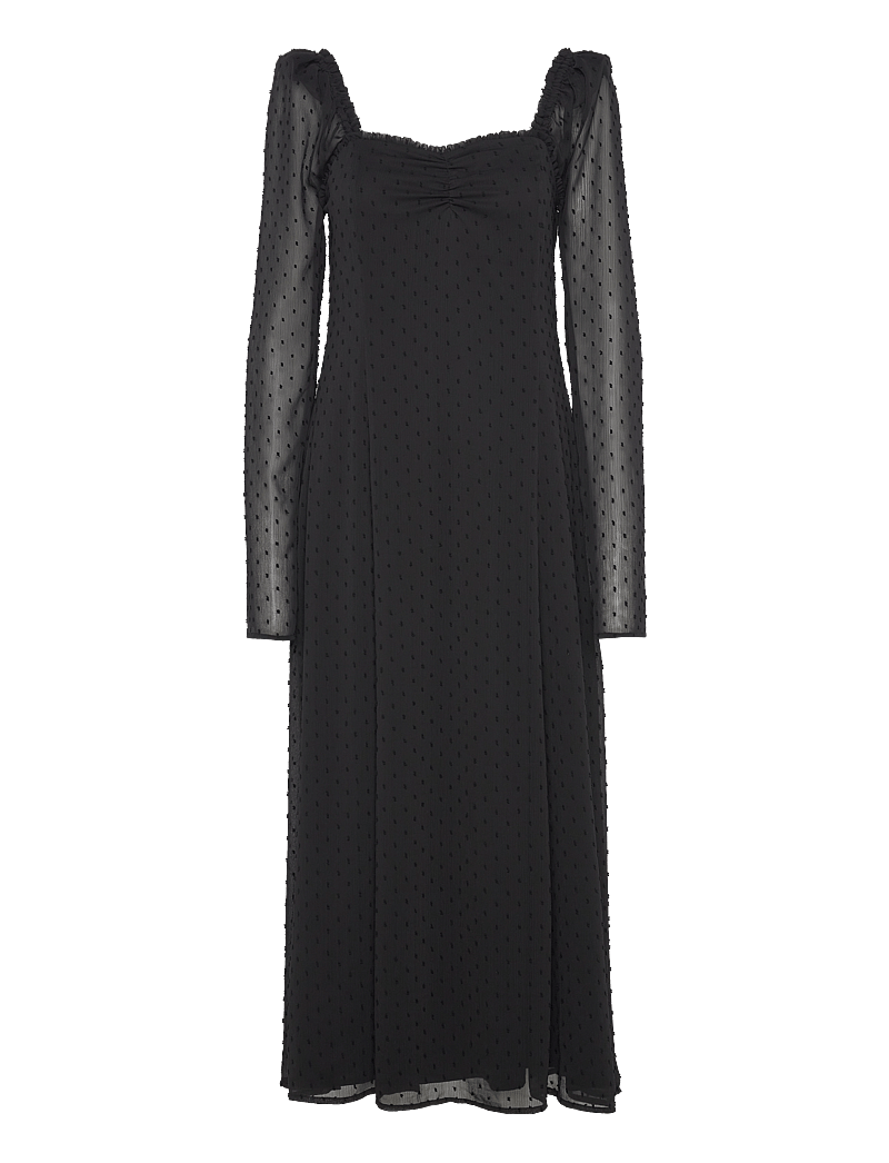 ROTATE - FRILLED LS MIDI DRESS - ilgos suknelės - black - 1
