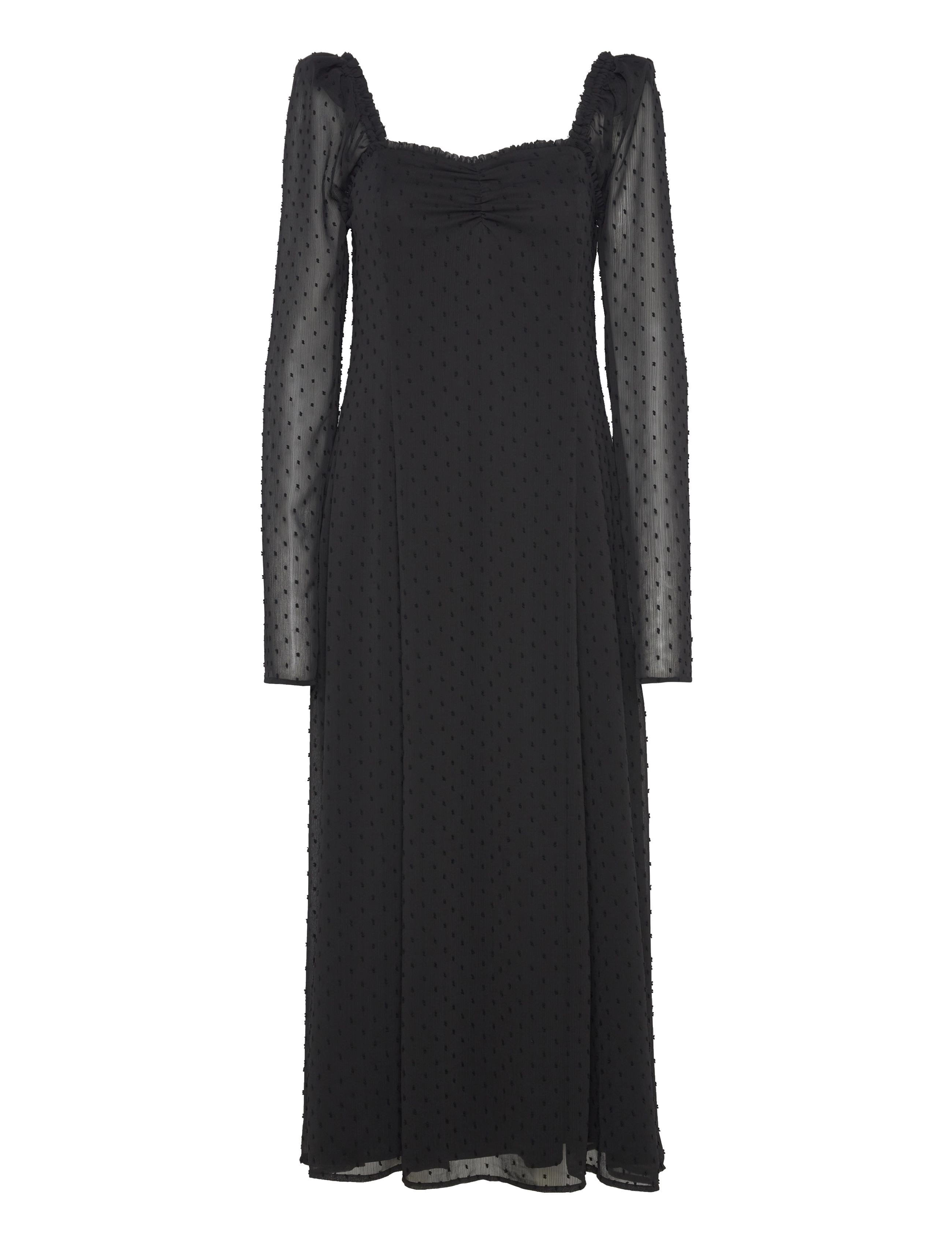 ROTATE FRILLED LS MIDI DRESS - Kjoler - BLACK / black