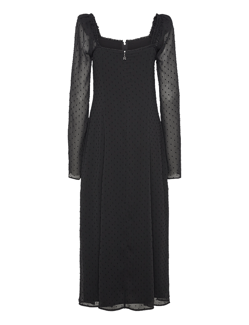 ROTATE - FRILLED LS MIDI DRESS - ilgos suknelės - black - 2