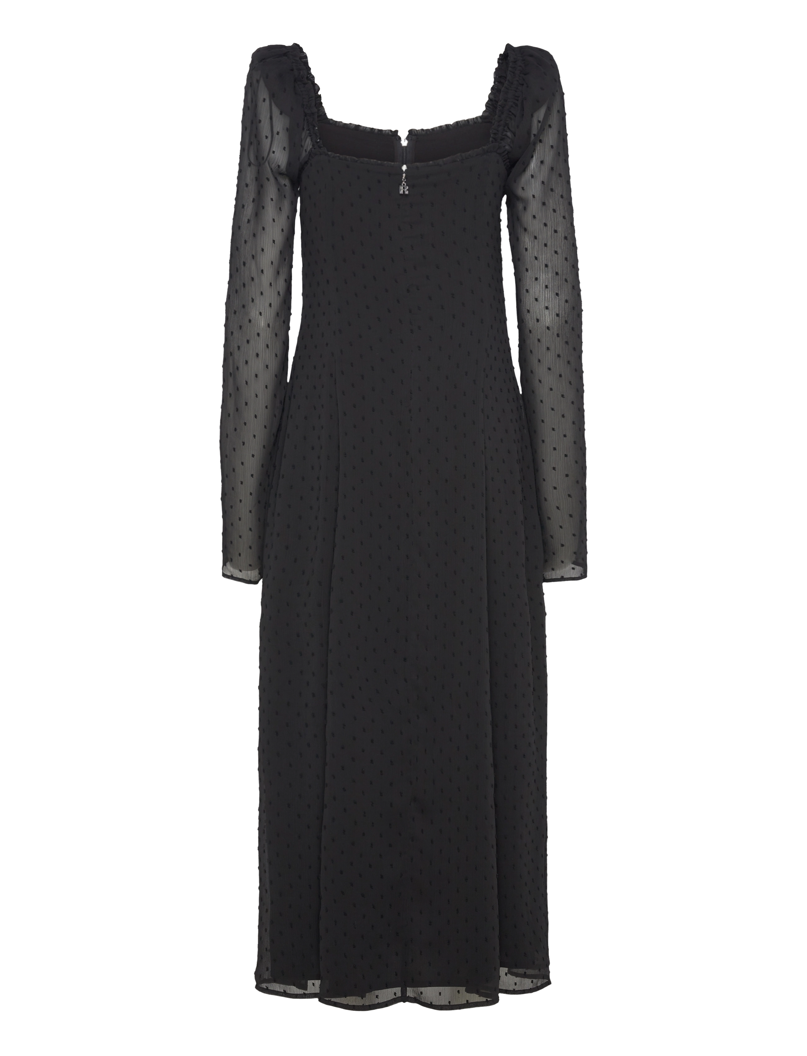 ROTATE - FRILLED LS MIDI DRESS - maxi dresses - black - 2