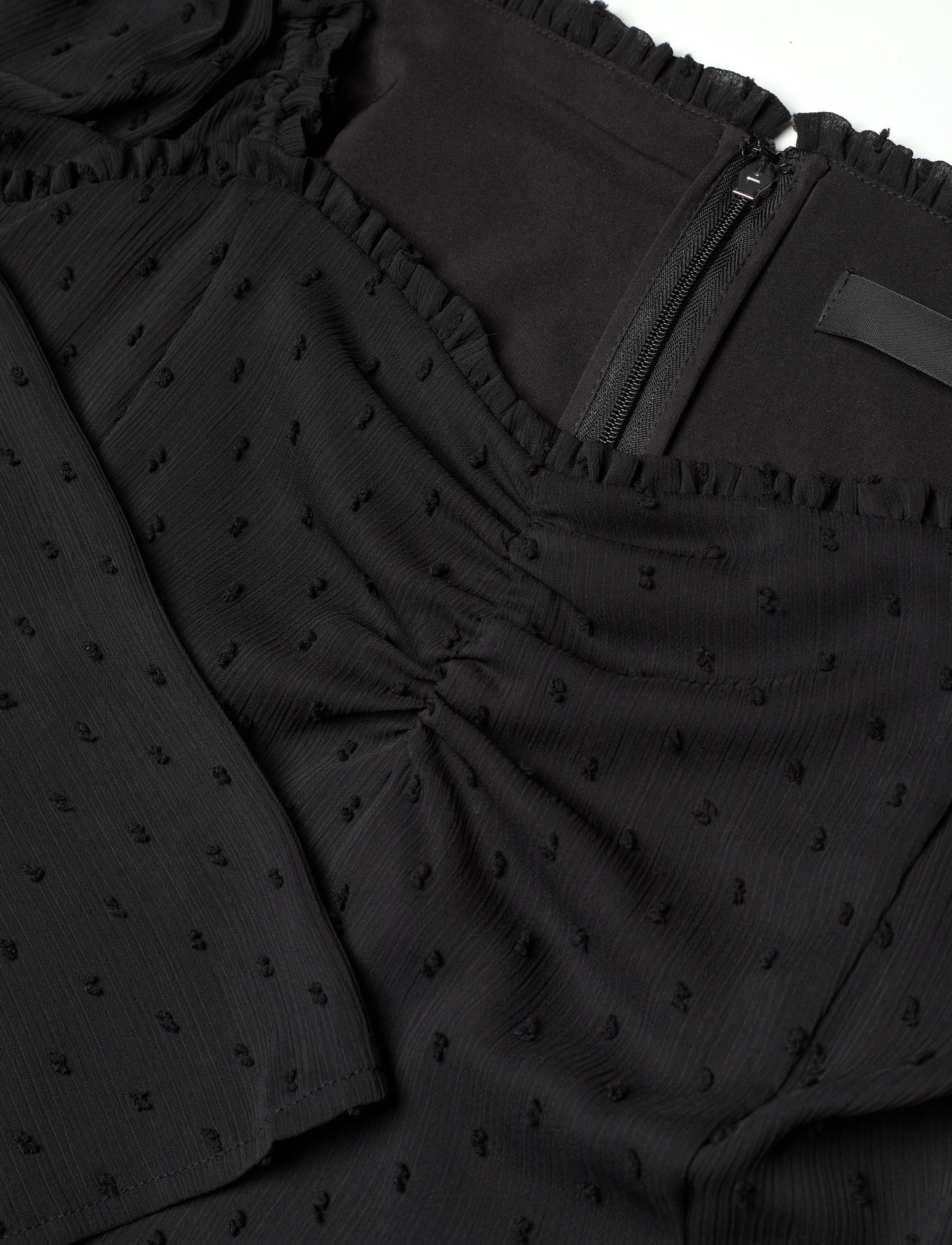 ROTATE - FRILLED LS MIDI DRESS - maxi dresses - black - 5