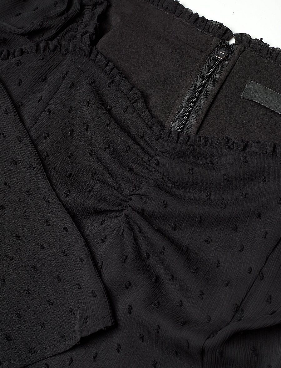 ROTATE - FRILLED LS MIDI DRESS - maxi dresses - black - 5