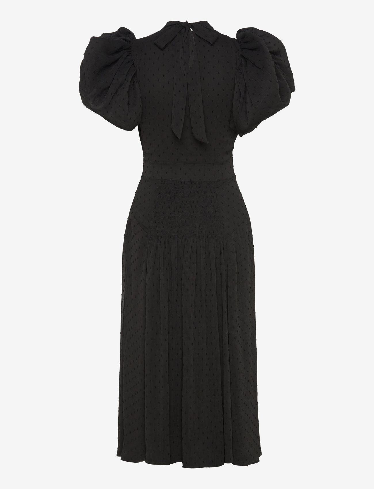 ROTATE - PUFF SLEEVE MIDI DRESS - festkjoler - black - 1