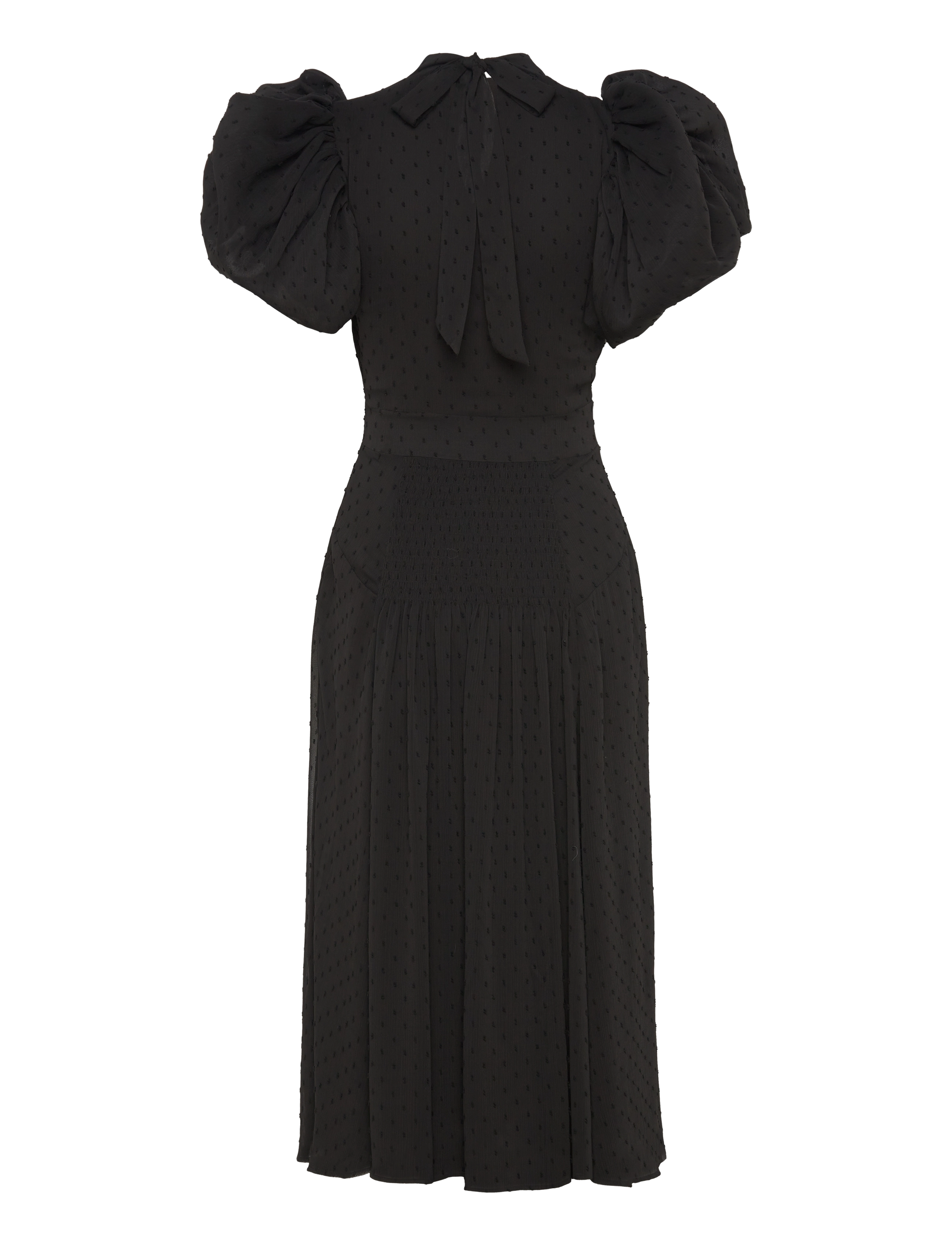 ROTATE - PUFF SLEEVE MIDI DRESS - festkjoler - black - 1