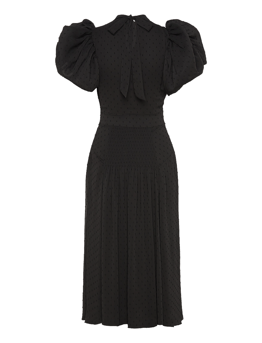 ROTATE - PUFF SLEEVE MIDI DRESS - festkjoler - black - 1