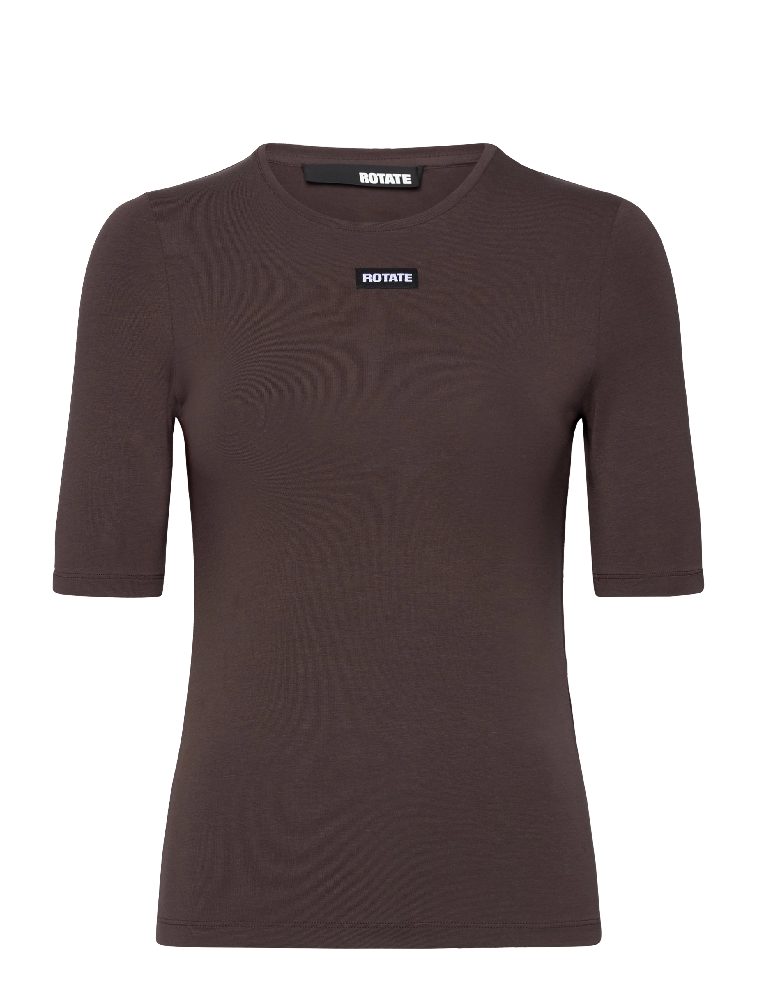 ROTATE Birger Christensen Short Sleeve T-Shirt - Tøj - CHOCOLATE BROWN / brown