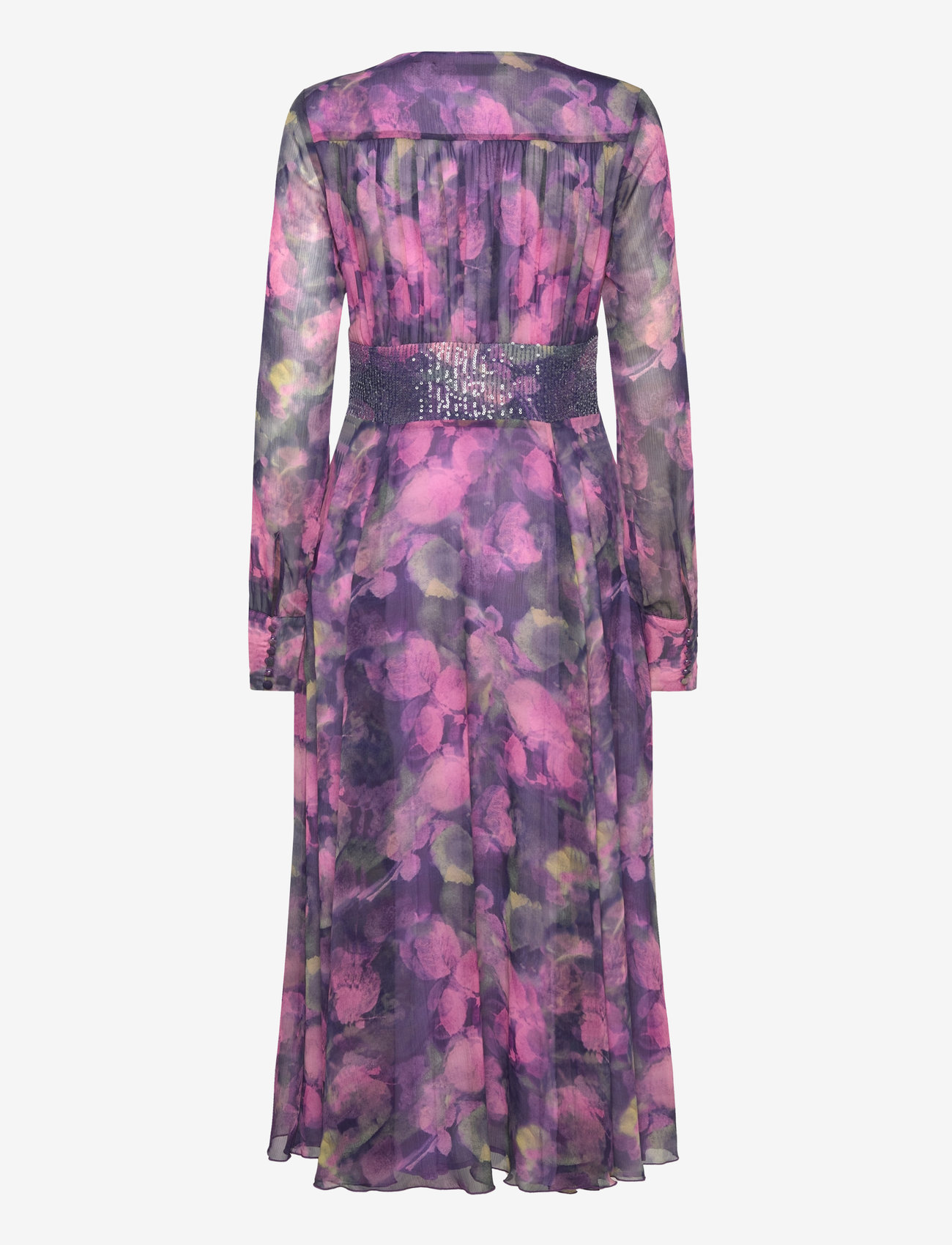 ROTATE Birger Christensen - Printed Ls Midi Dress - midi dresses - twilight blue comb. - 1