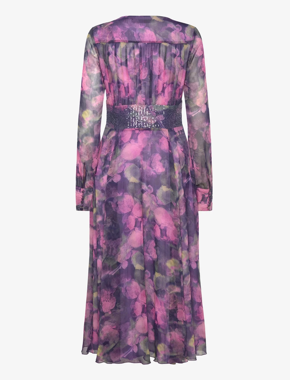 ROTATE Birger Christensen - Printed Ls Midi Dress - midi kjoler - twilight blue comb. - 1