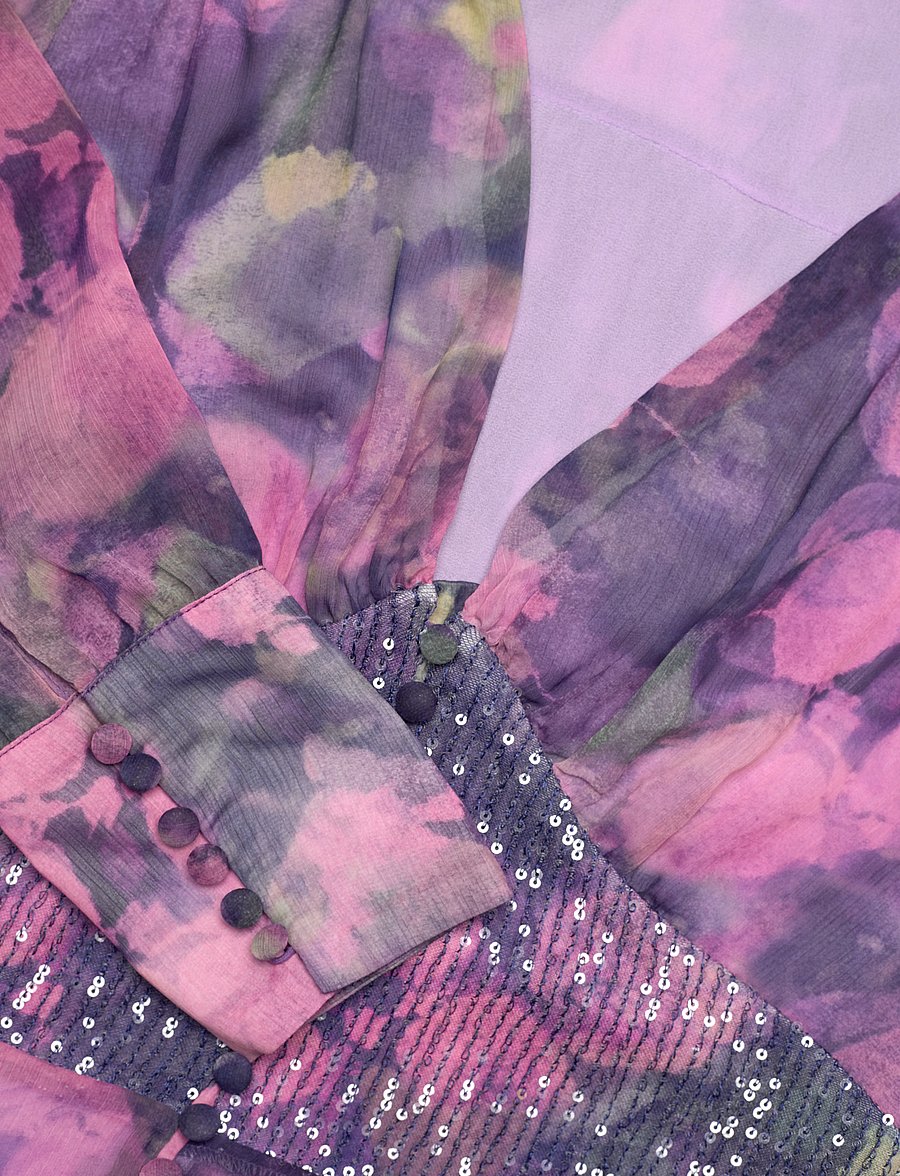 ROTATE - Printed Ls Midi Dress - midi-kleider - twilight blue comb. - 2