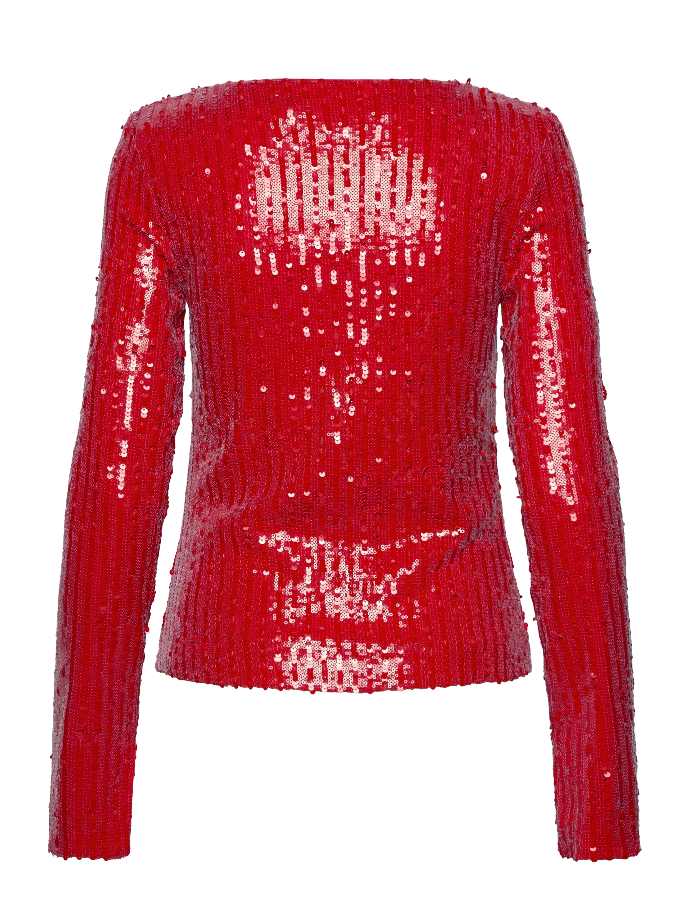 ROTATE - Sequins Ls V-Neck Top - langærmede bluser - racing red - 1