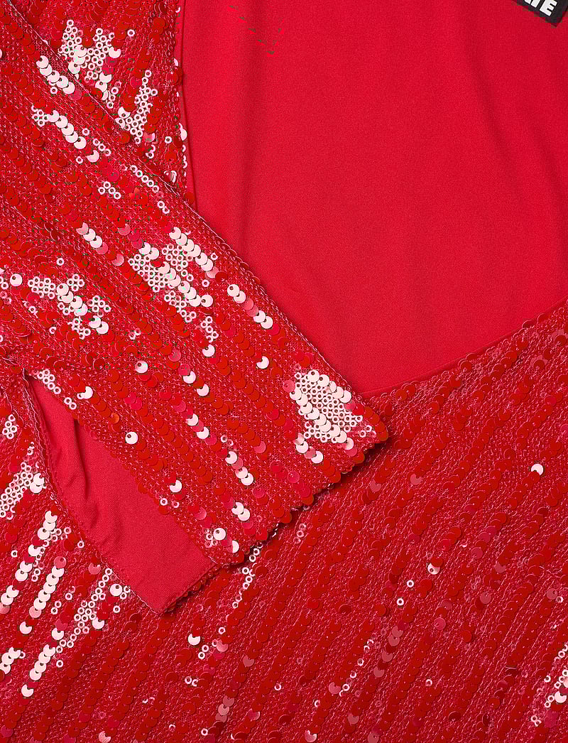 ROTATE Birger Christensen - Sequins Ls V-Neck Top - langärmlige blusen - racing red - 2