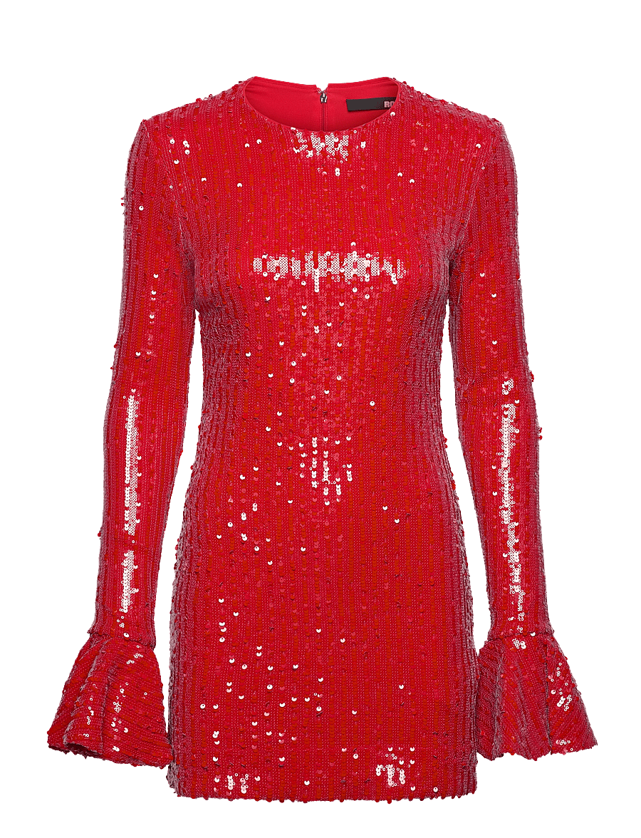ROTATE - SEQUINS LS MINI DRESS - racing red - 0