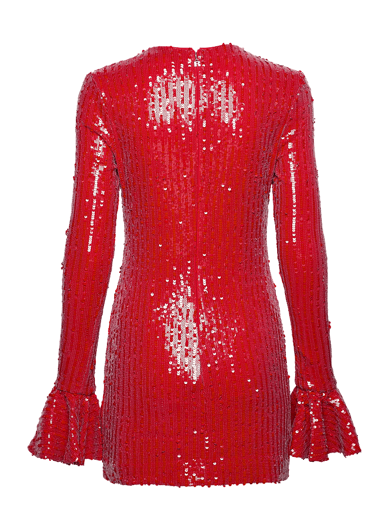 ROTATE Birger Christensen - Sequins Ls Mini Dress - paljettklänningar - racing red - 1