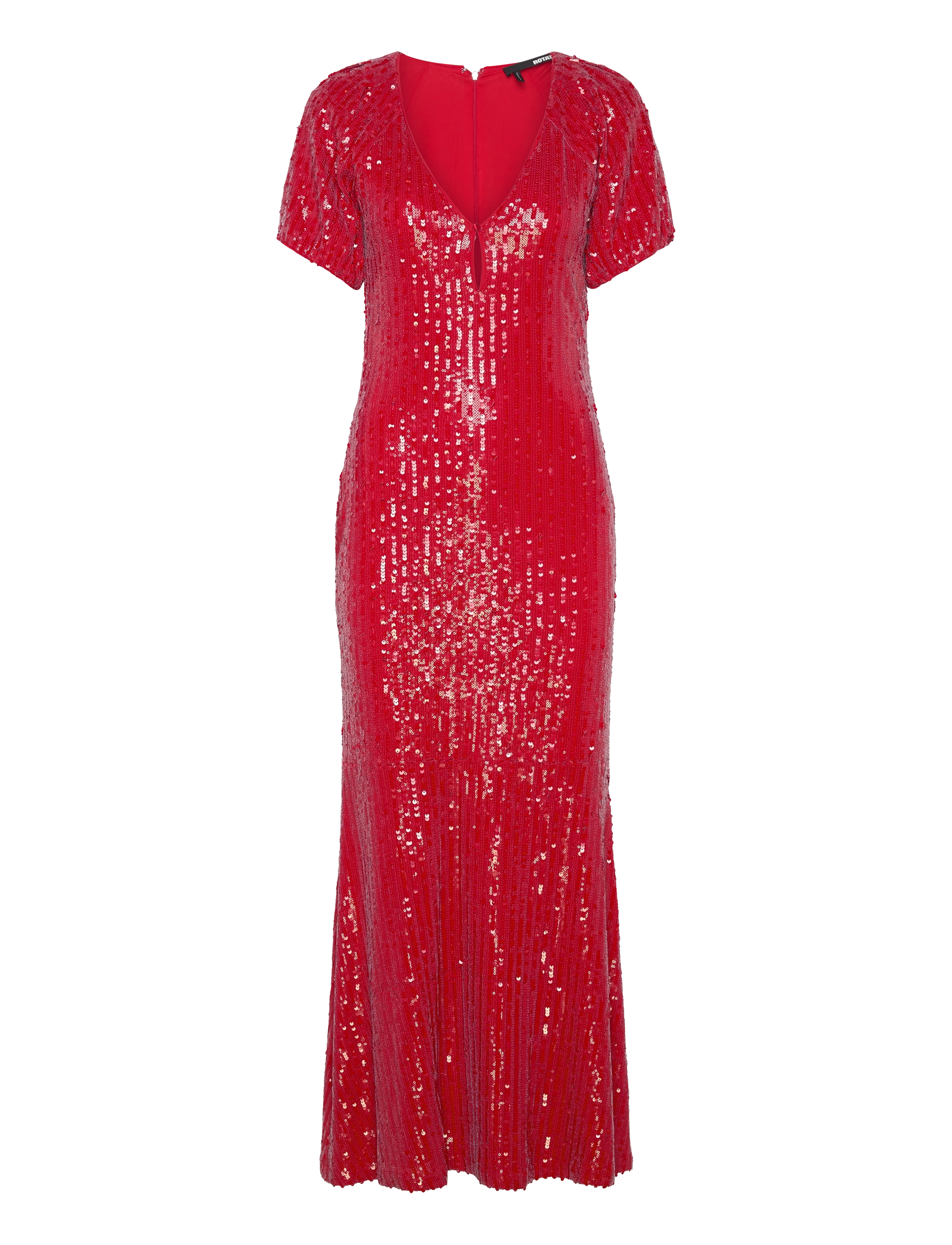 ROTATE SEQUINS MIDI V-NECK DRESS - Kjoler - RACING RED / red