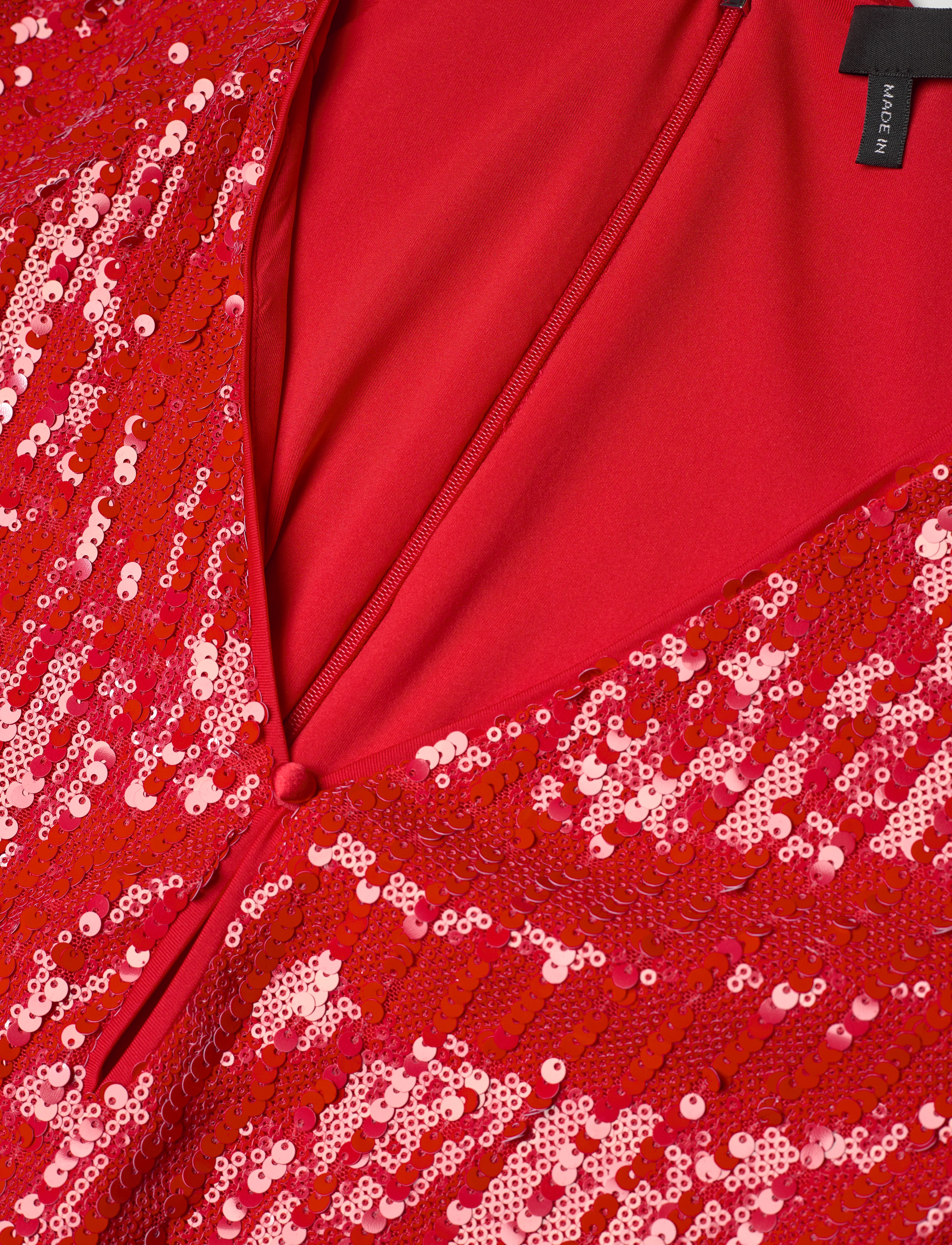 ROTATE - SEQUINS MIDI V-NECK DRESS - paillettenkleider - racing red - 2