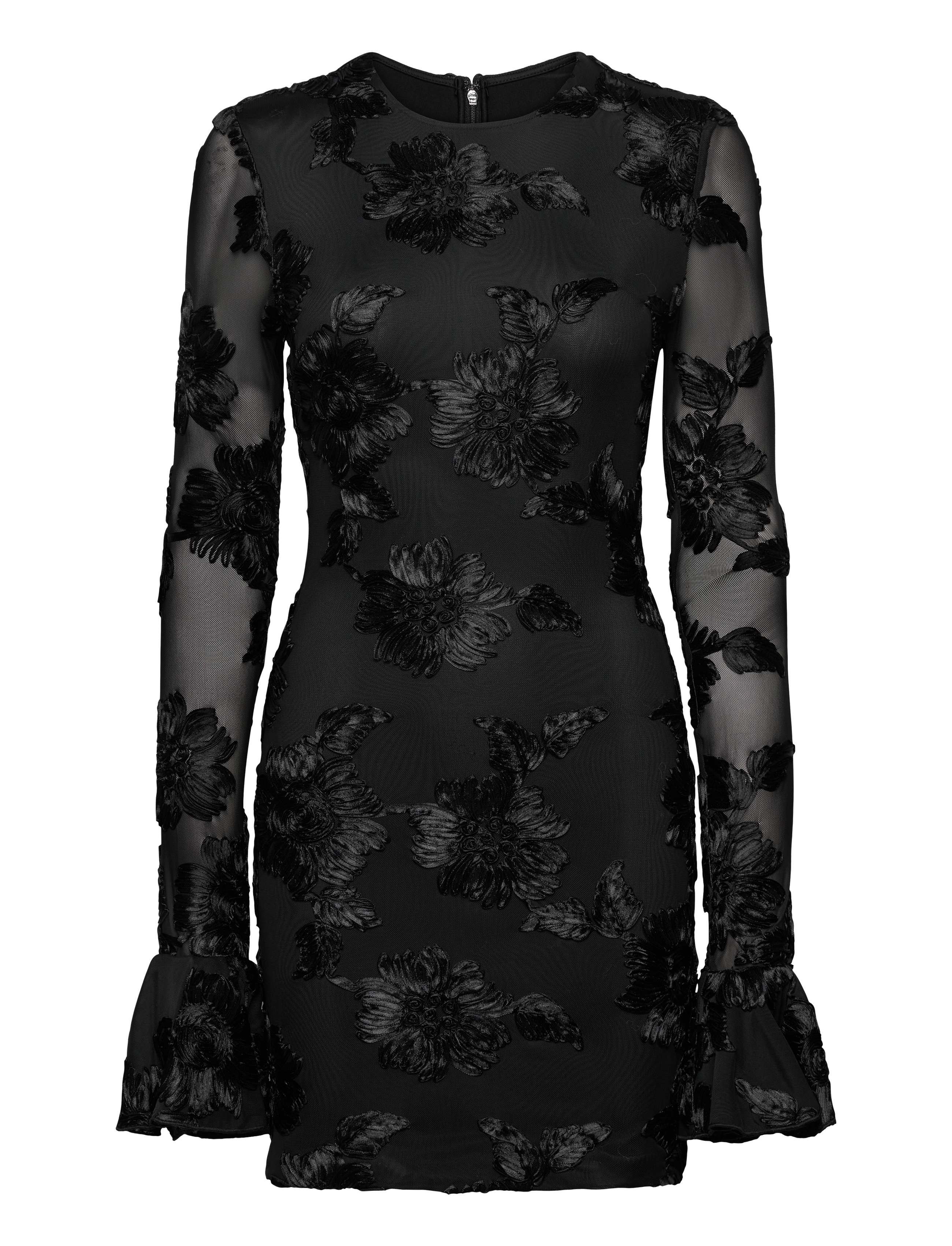 ROTATE Flower Mesh Mini Kleid Schwarz - 34 - Damen