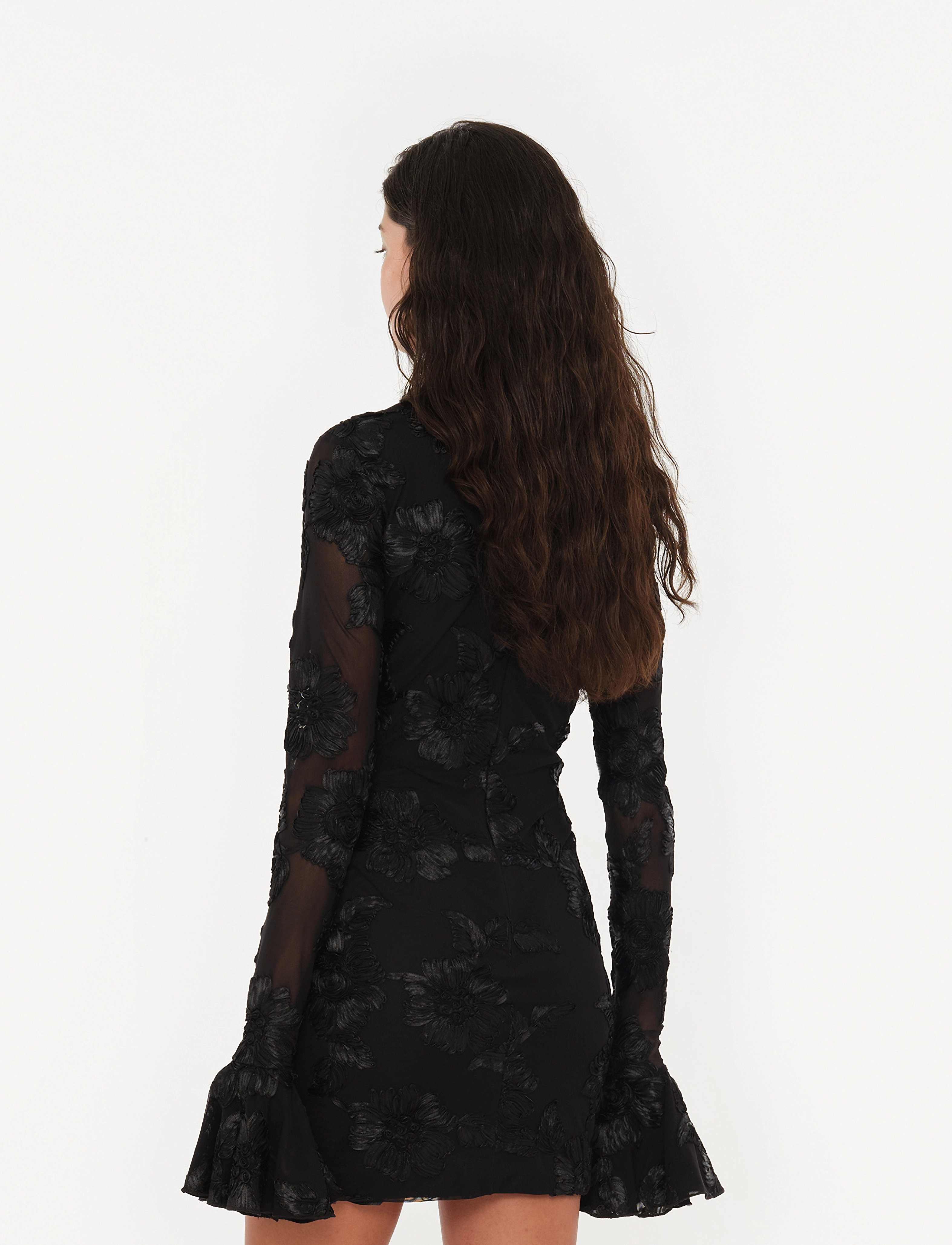 ROTATE - FLOWER MESH MINI DRESS - cocktailklänningar - black - 4