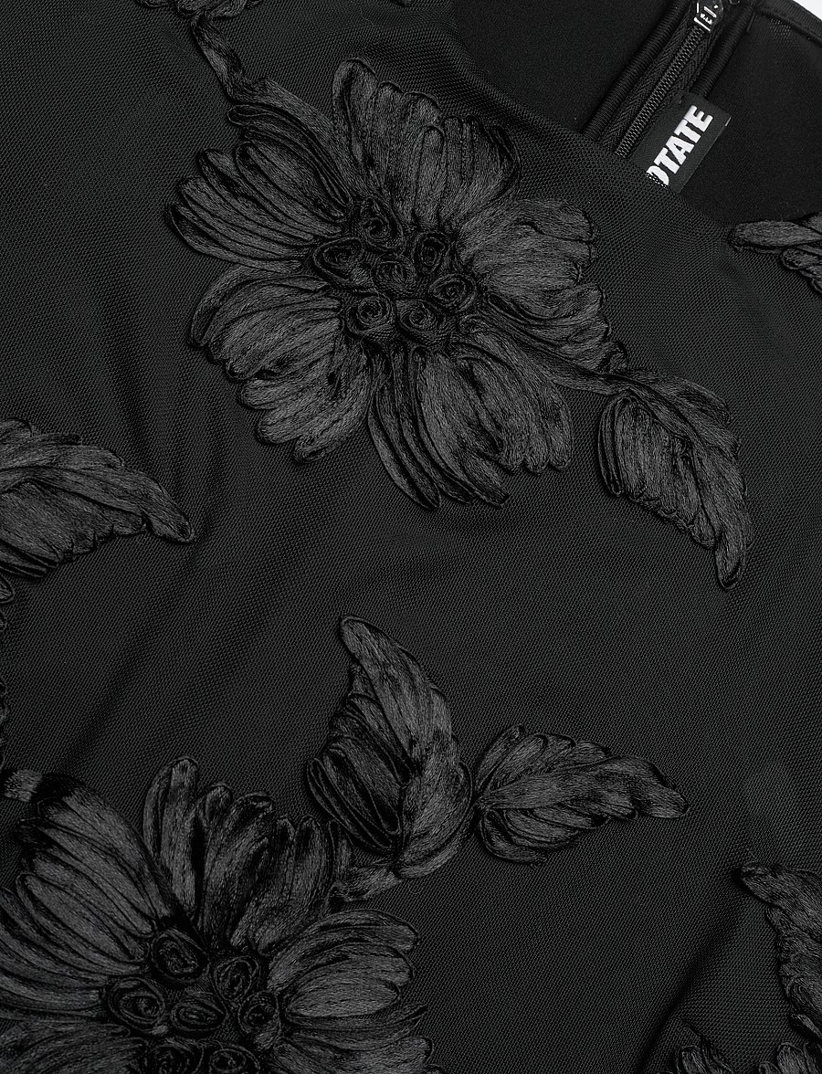 ROTATE - FLOWER MESH MINI DRESS - black - 5