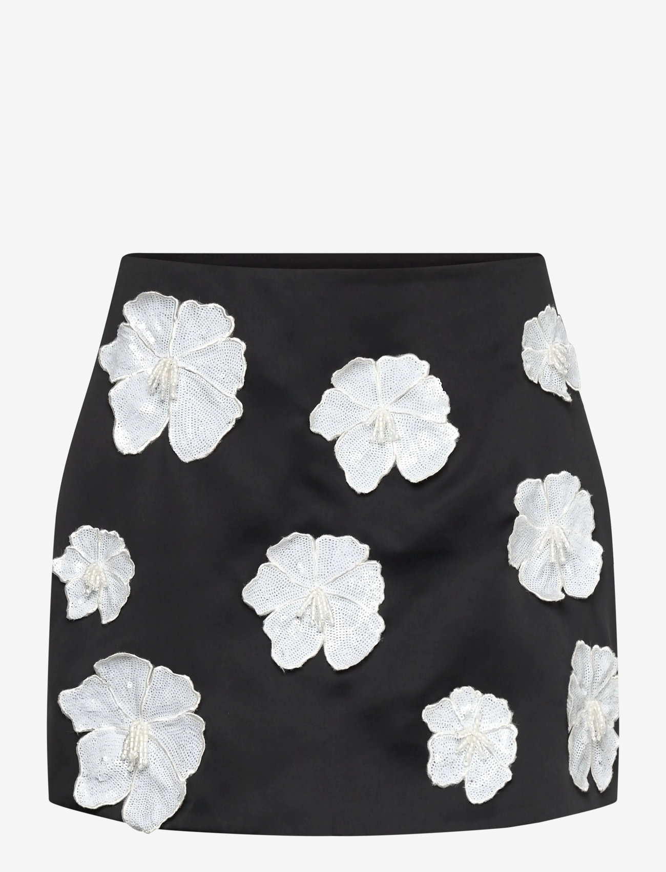 ROTATE - SATIN FLOWER MINI SKIRT - black - 0