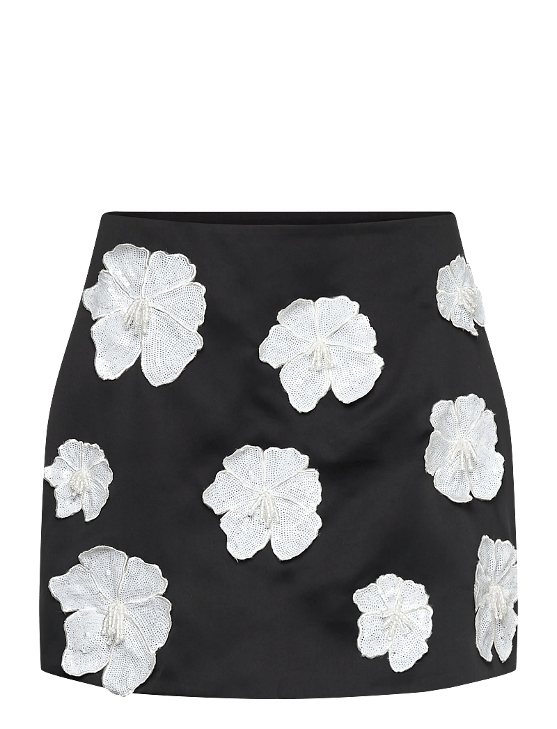 ROTATE - SATIN FLOWER MINI SKIRT - kurze röcke - black - 0
