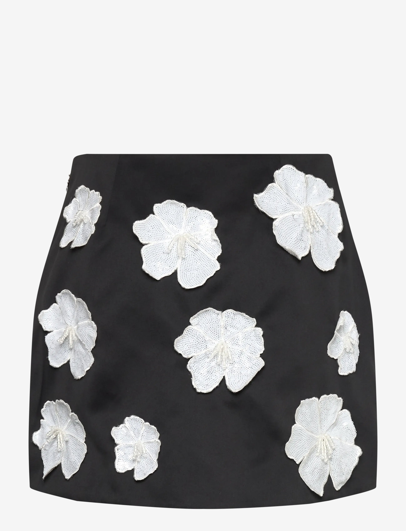 ROTATE - SATIN FLOWER MINI SKIRT - black - 1