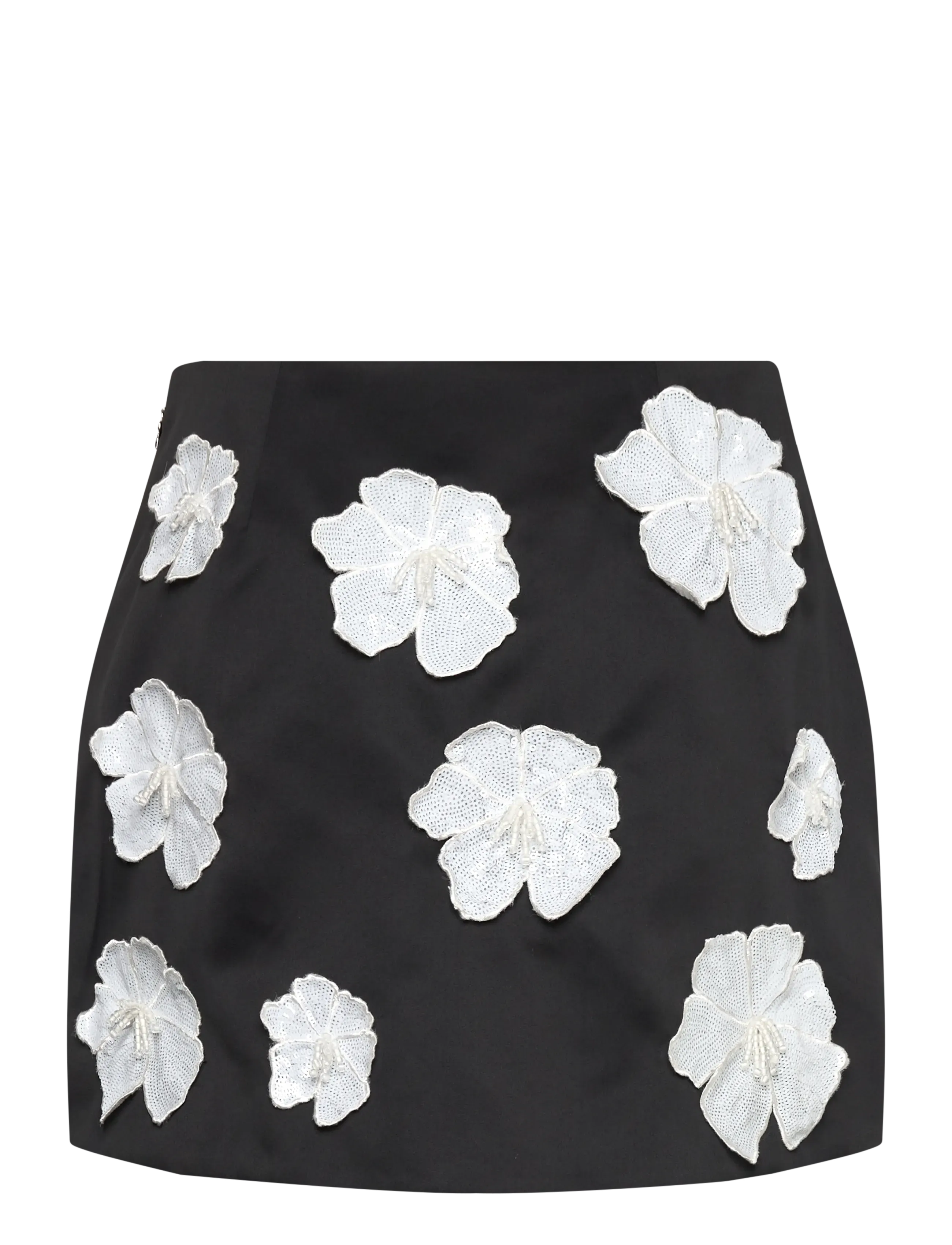 ROTATE - SATIN FLOWER MINI SKIRT - black - 1