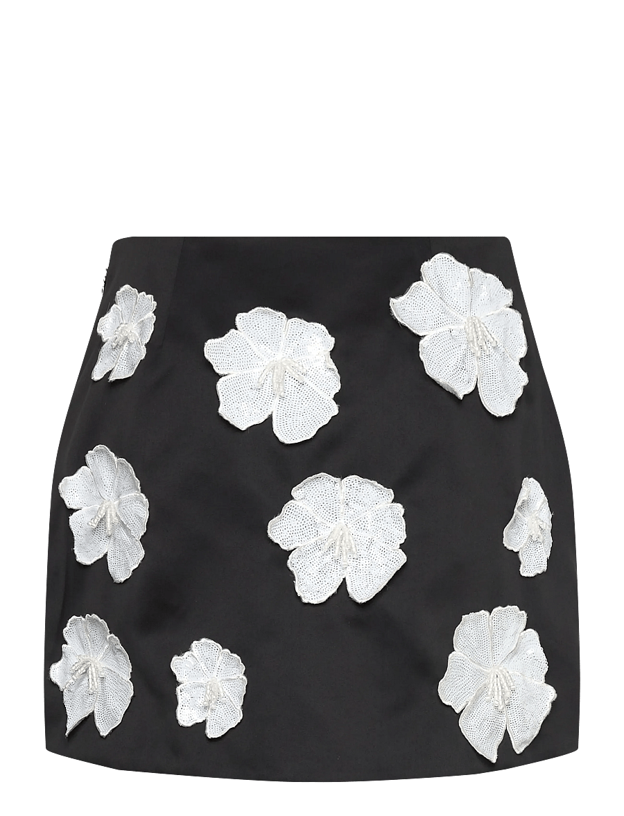 ROTATE - SATIN FLOWER MINI SKIRT - black - 1