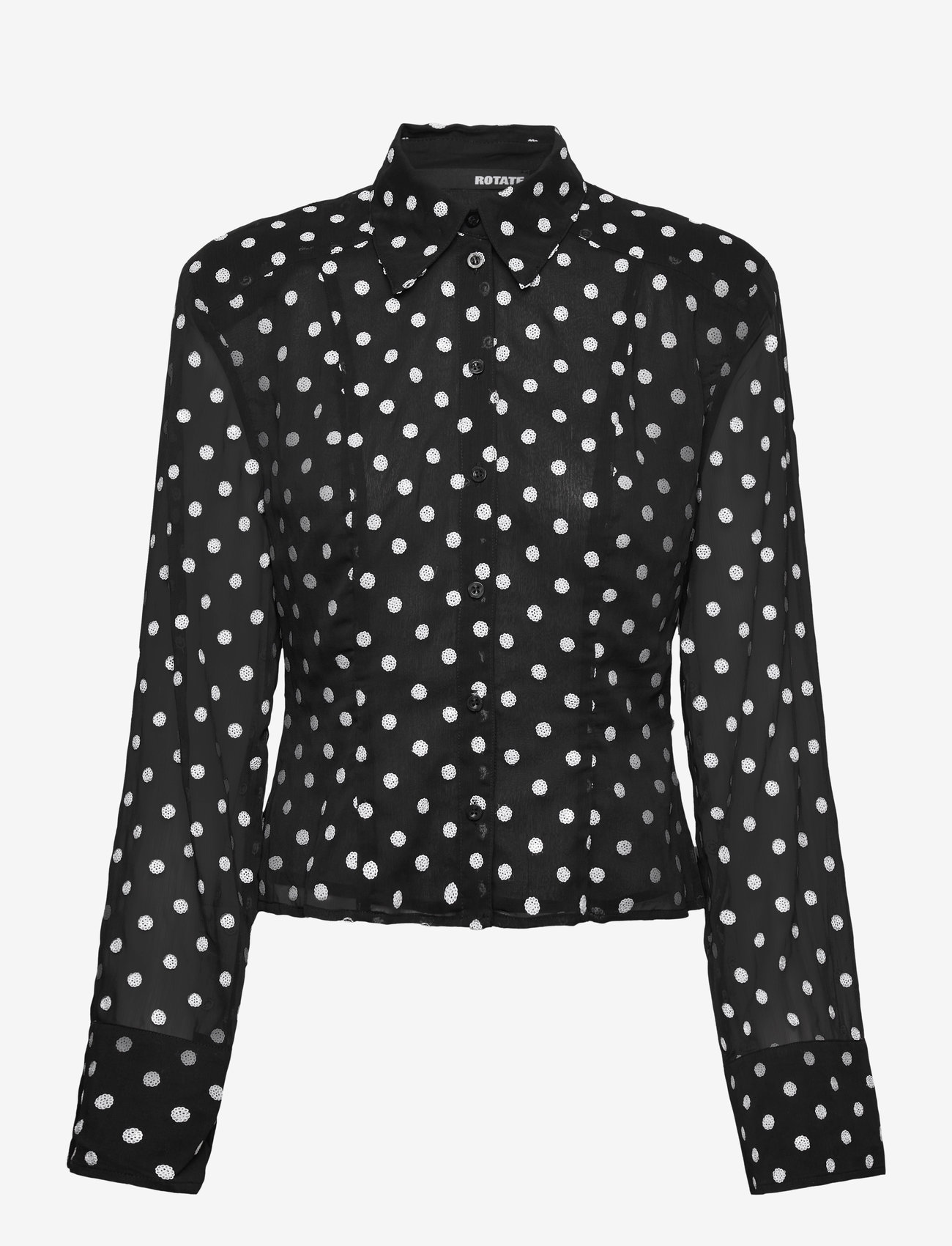 ROTATE - CHIFFON FITTED SHIRT - långärmade skjortor - 1000 black comb. - 1