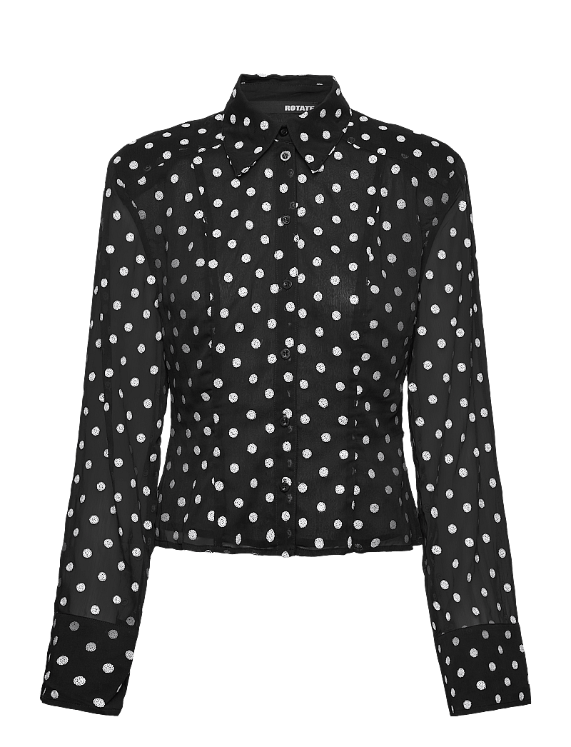 ROTATE - CHIFFON FITTED SHIRT - långärmade skjortor - 1000 black comb. - 1