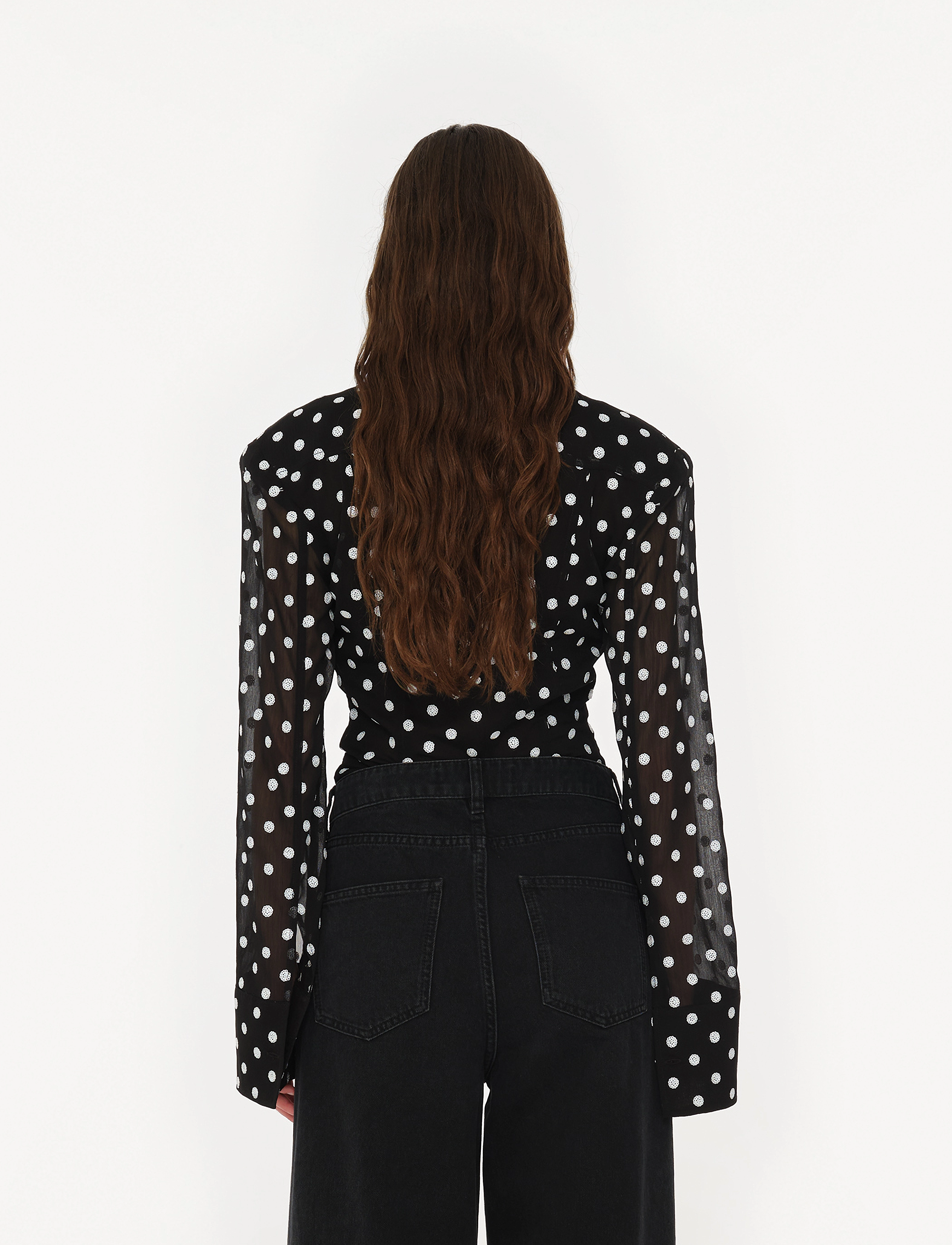 ROTATE - Chiffon Fitted Shirt - 1000 black comb. - 3