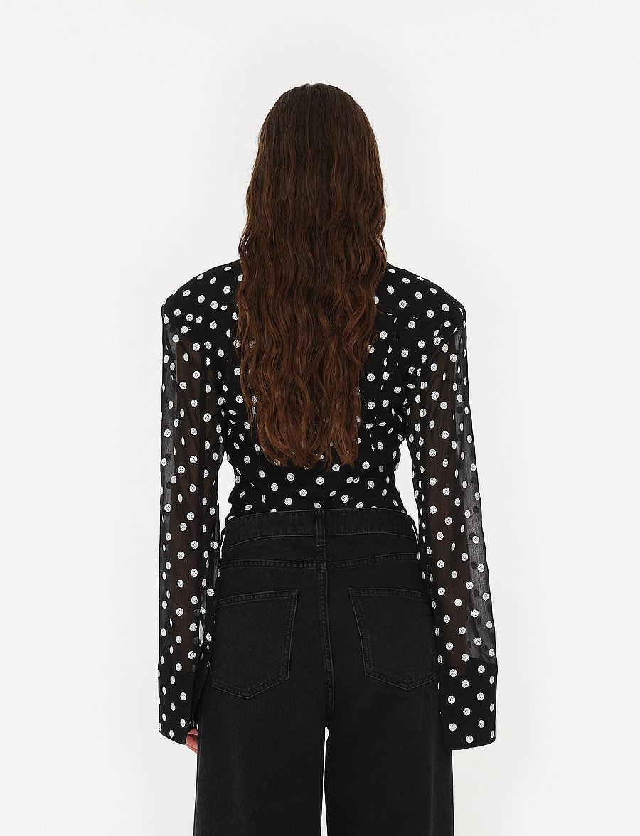 ROTATE - Chiffon Fitted Shirt - 1000 black comb. - 3