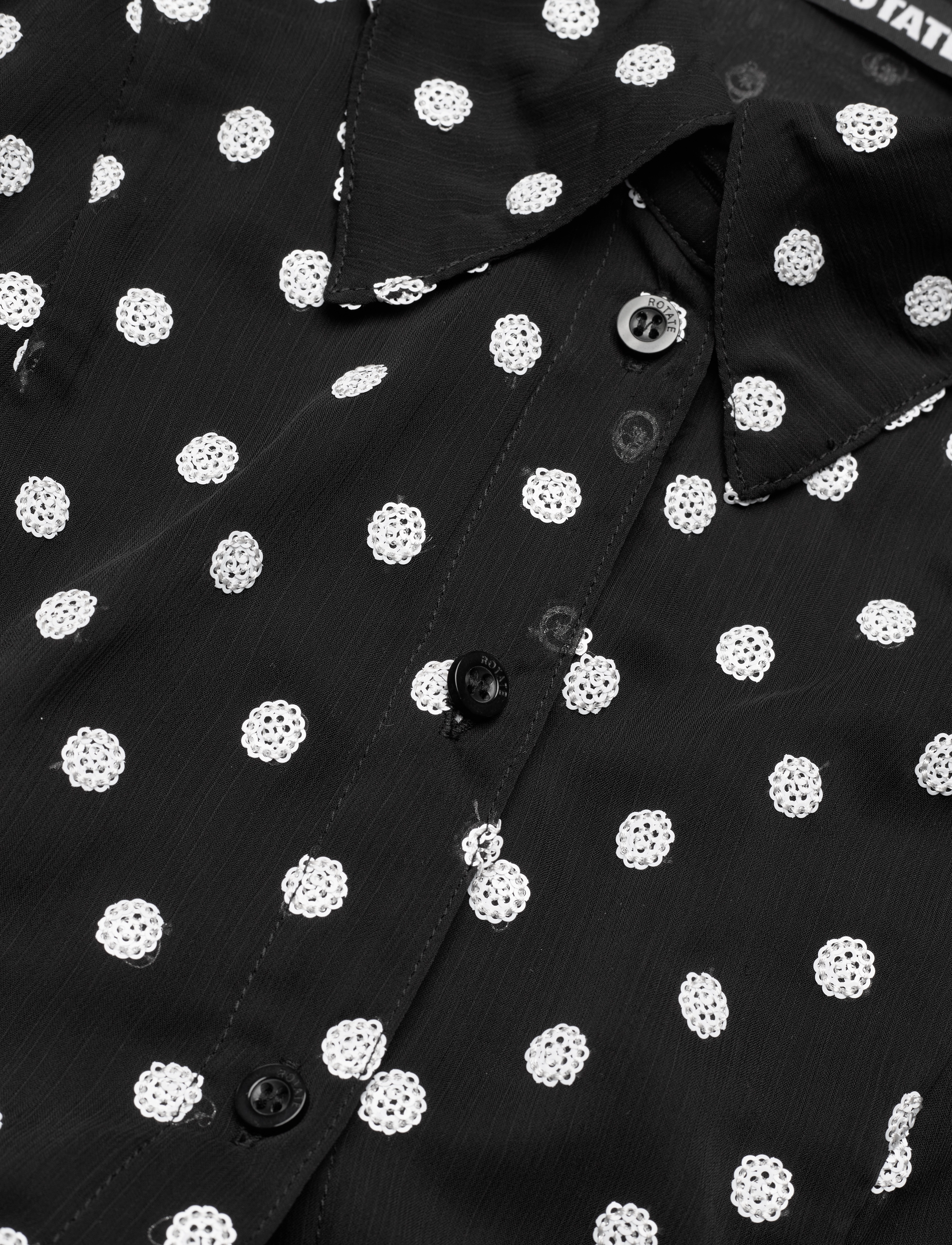 ROTATE - Chiffon Fitted Shirt - 1000 black comb. - 4
