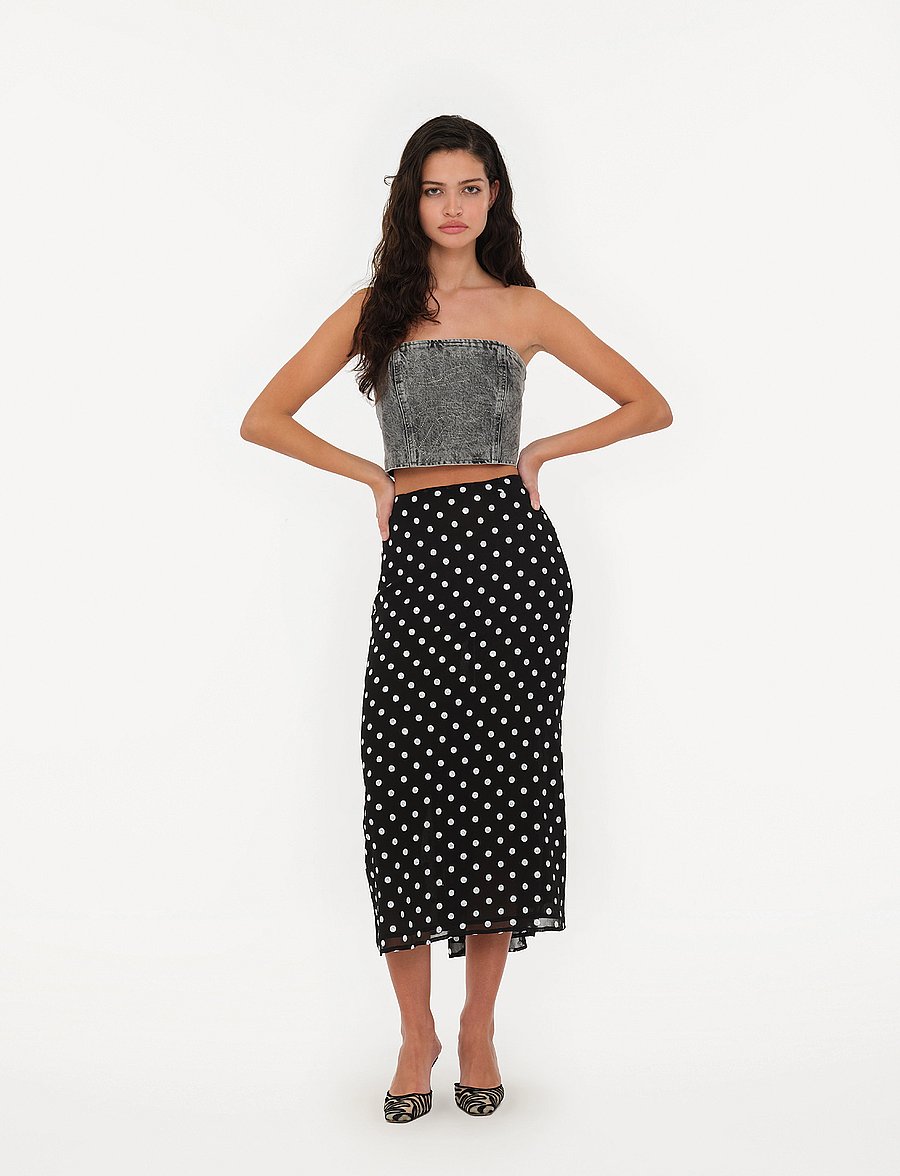 ROTATE - Chiffon Midi Skirt - midi kjolar - 1000 black comb. - 0