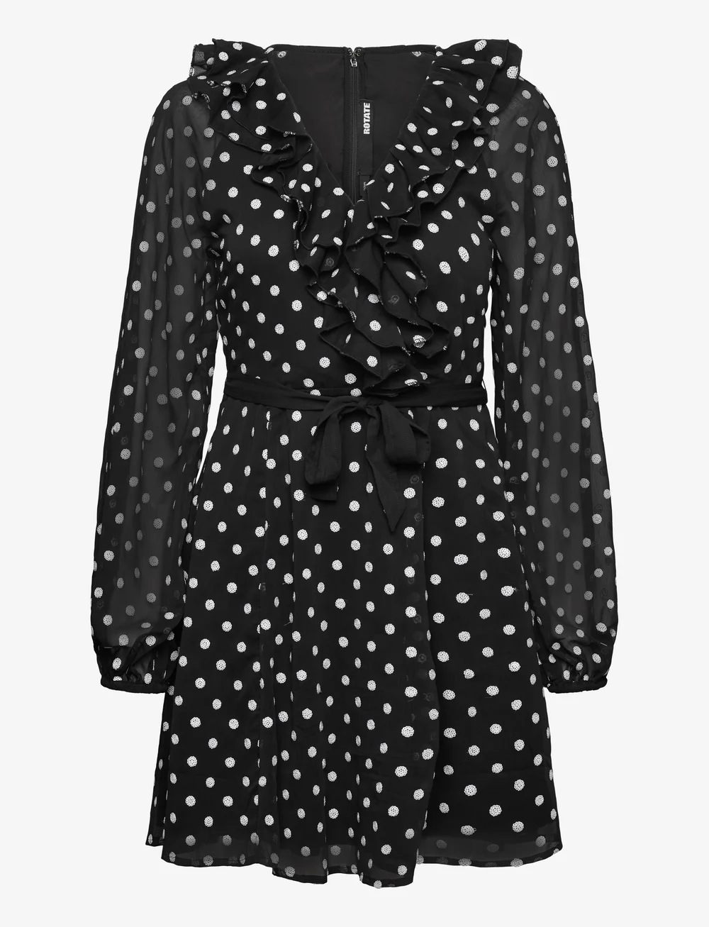 ROTATE Birger Christensen - Chiffon Ruffle Mini Dress - party dresses - 1000 black comb. - 1