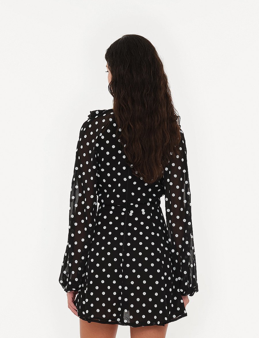 ROTATE - CHIFFON RUFFLE MINI DRESS - partíkjólar - 1000 black comb. - 3