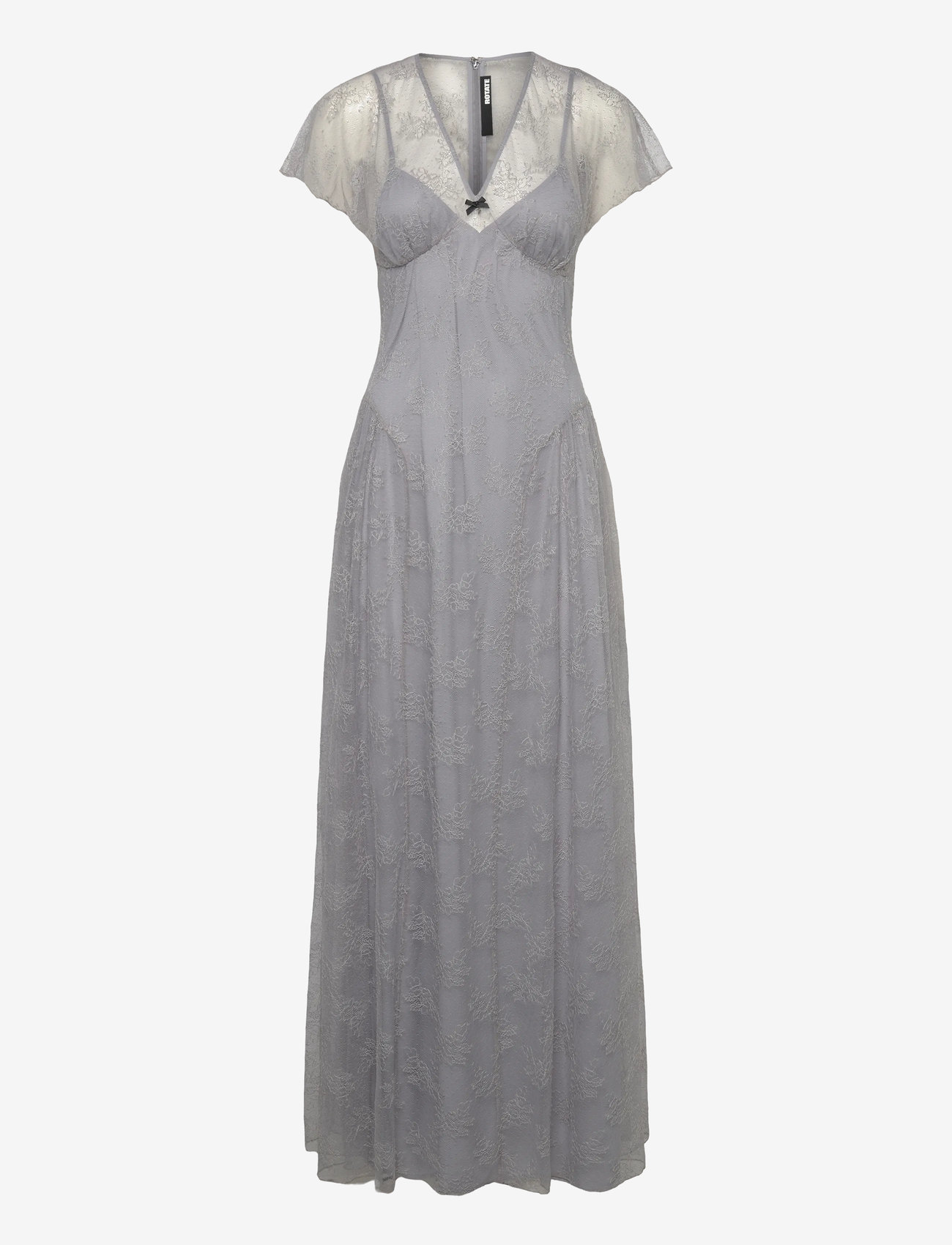 ROTATE - Lace Maxi V-Neck Dress - alloy (light gray) - 0