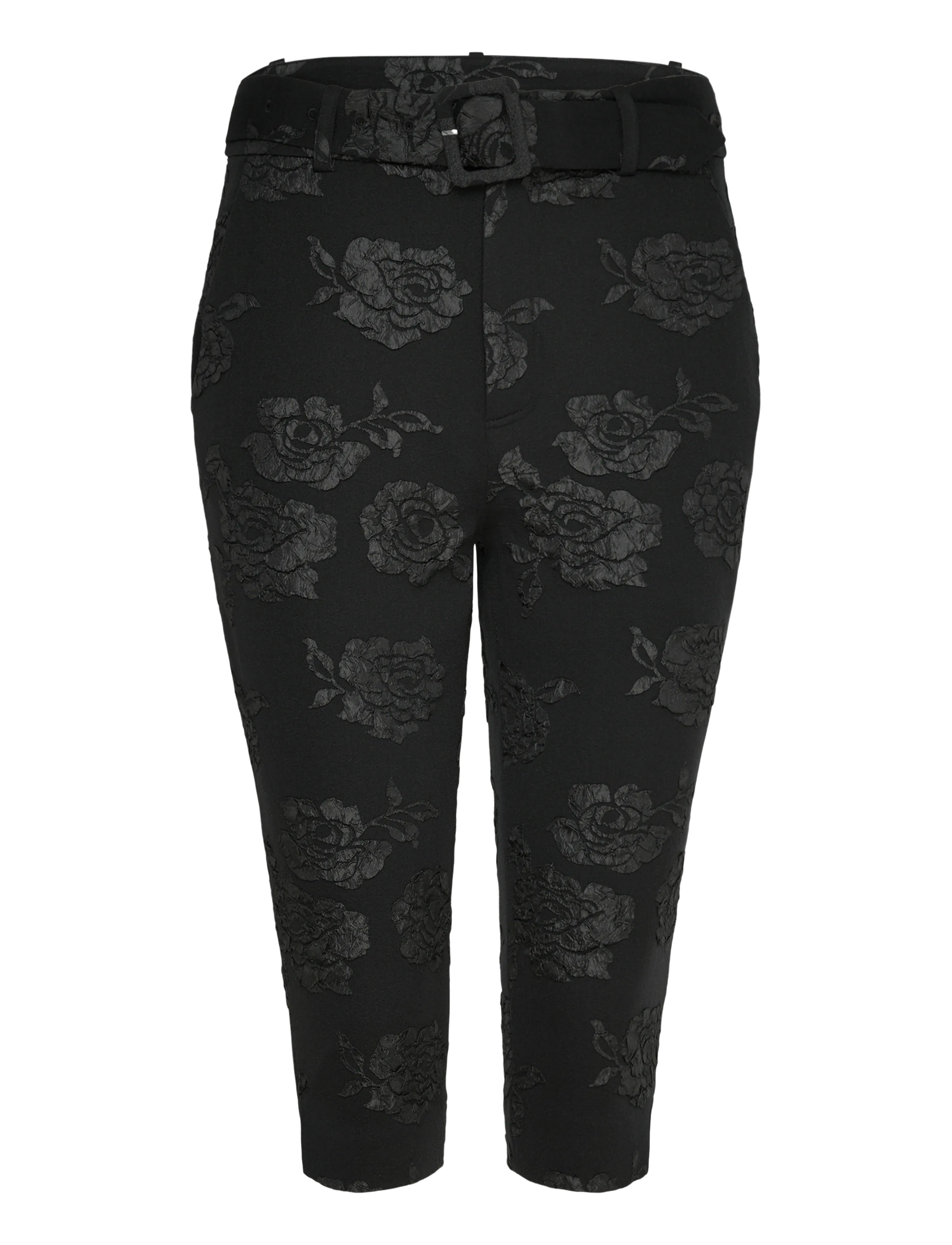 ROTATE Jacquard Capri Pants, 42, Black, Bukser > Skinny Leg, Dame