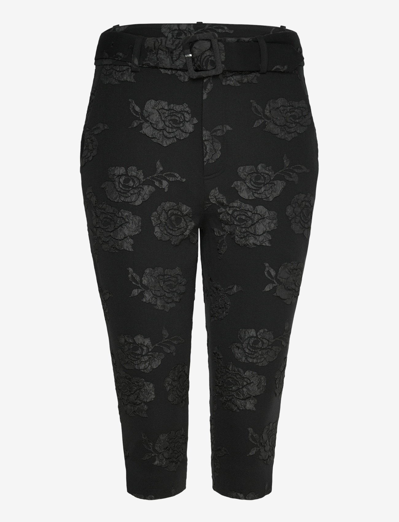 ROTATE - JACQUARD CAPRI PANTS - kapripüksid - black - 0