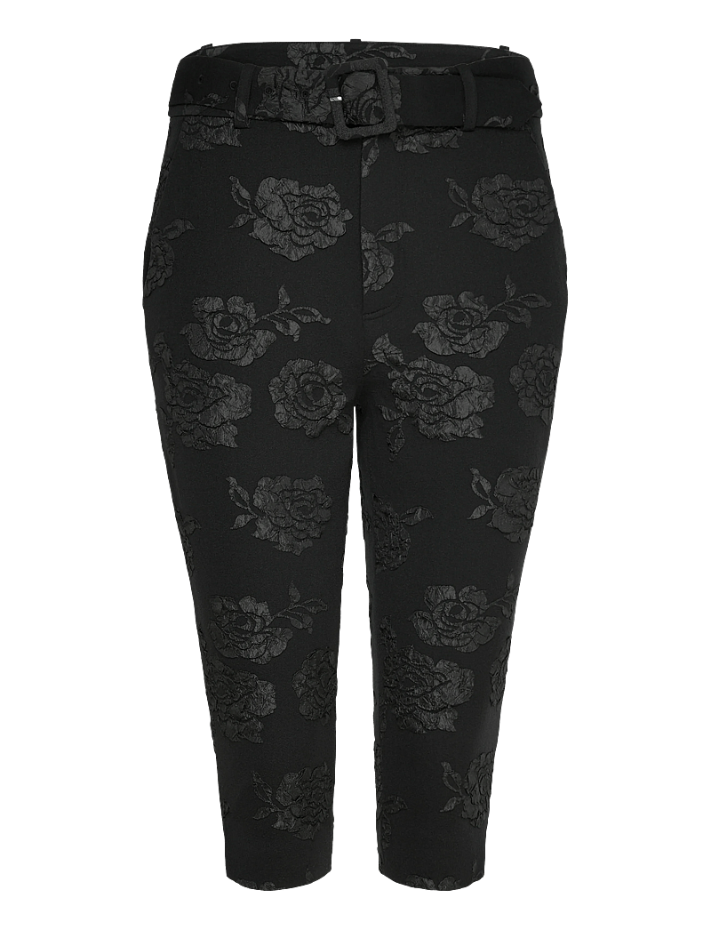 ROTATE - JACQUARD CAPRI PANTS - kapripüksid - black - 0