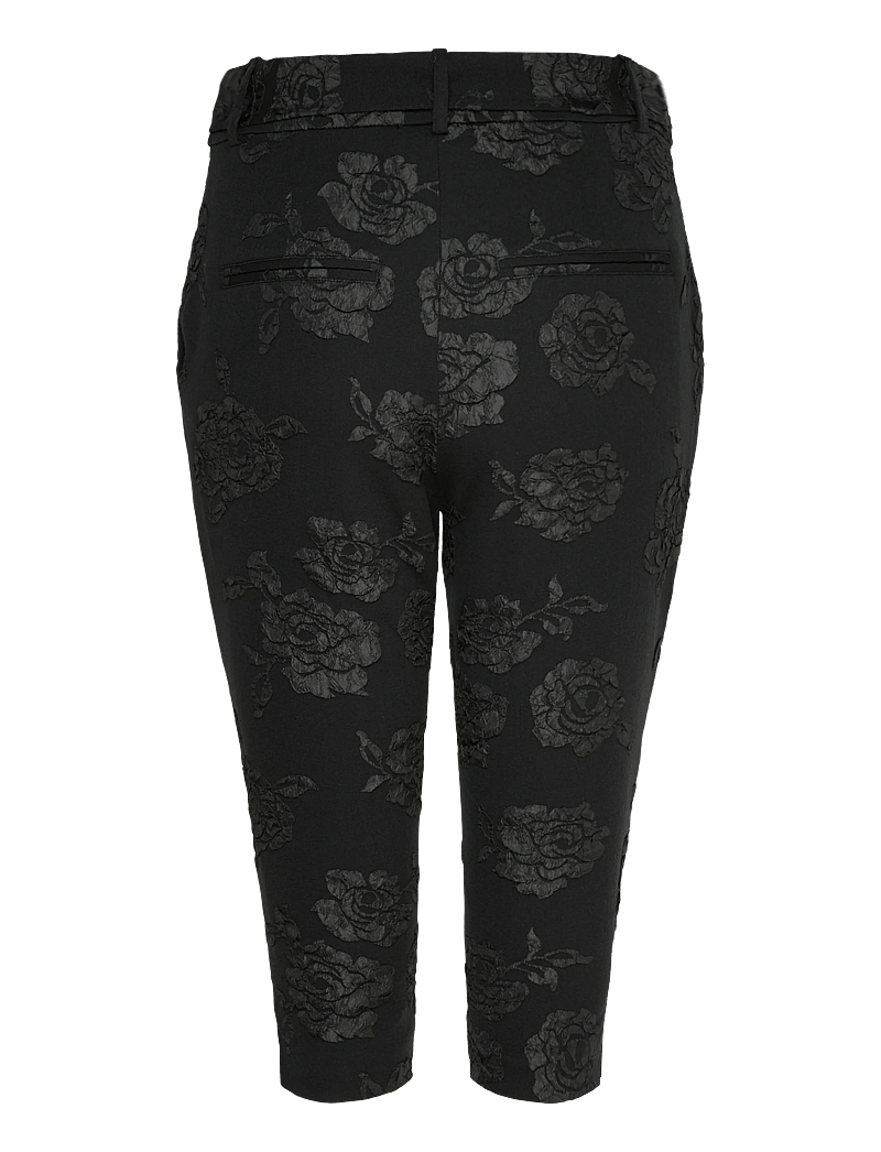 ROTATE - JACQUARD CAPRI PANTS - kapripüksid - black - 1