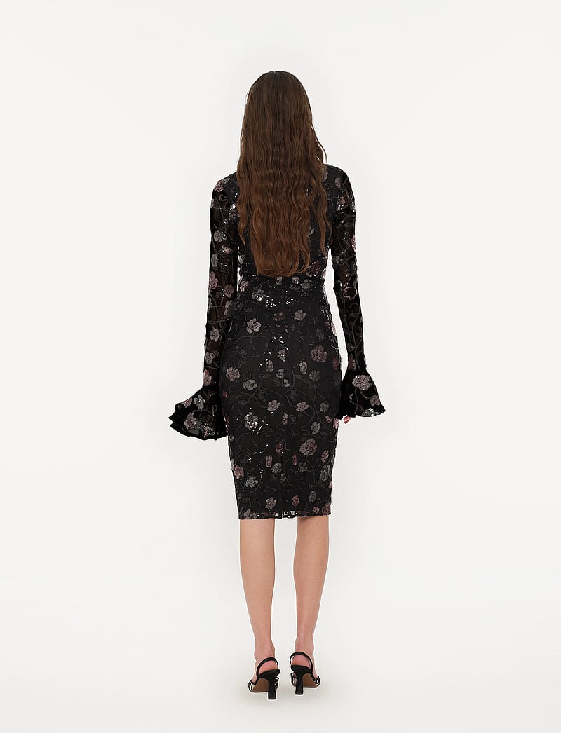 ROTATE Birger Christensen - Lace Fitted Midi Dress - black - 3